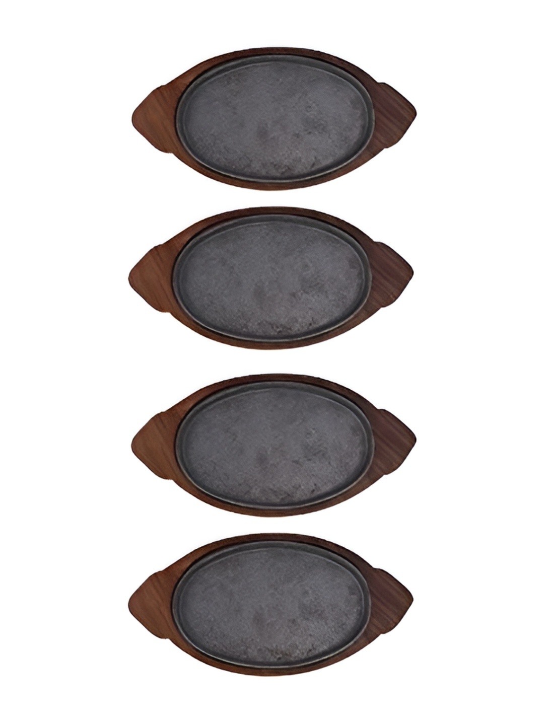 

e kysa 4 Pieces Brown Wood & Cast Iron Food Platter