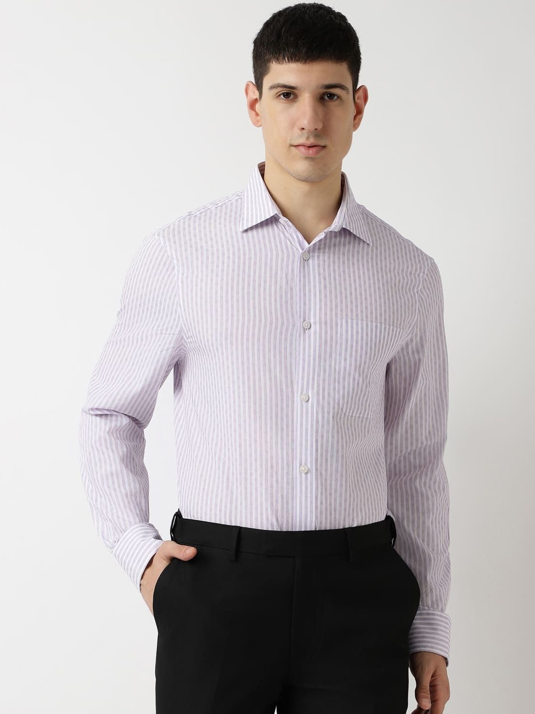 

Marks & Spencer Men Opaque Striped Casual Shirt, Purple