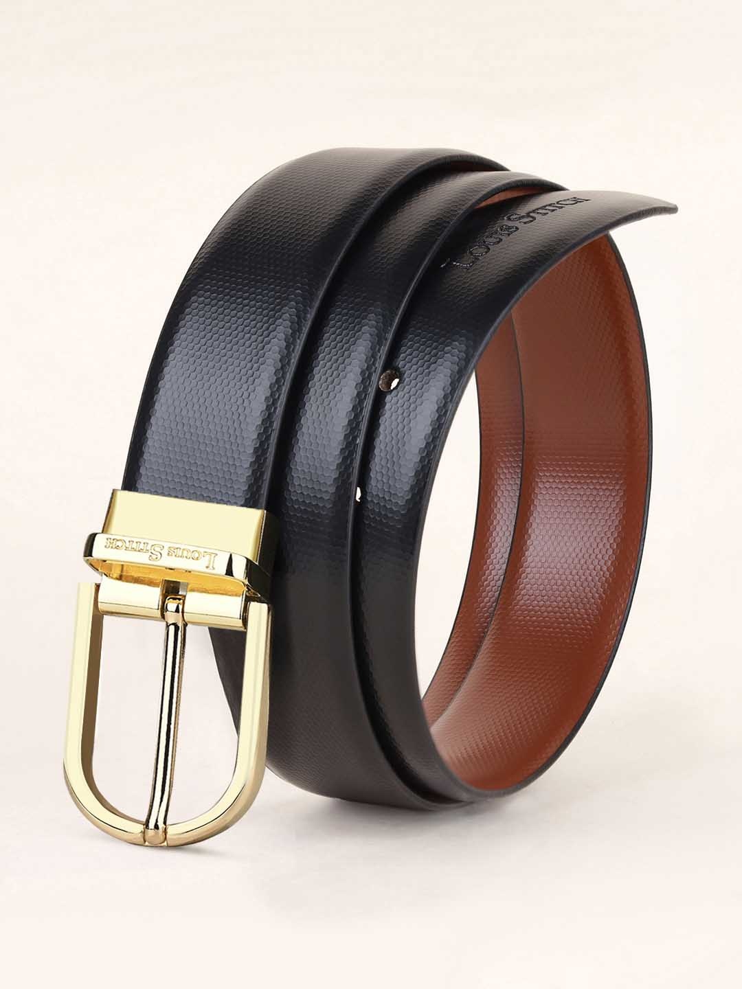 

LOUIS STITCH Men Brown Textured Leather Reversible Formal Belt