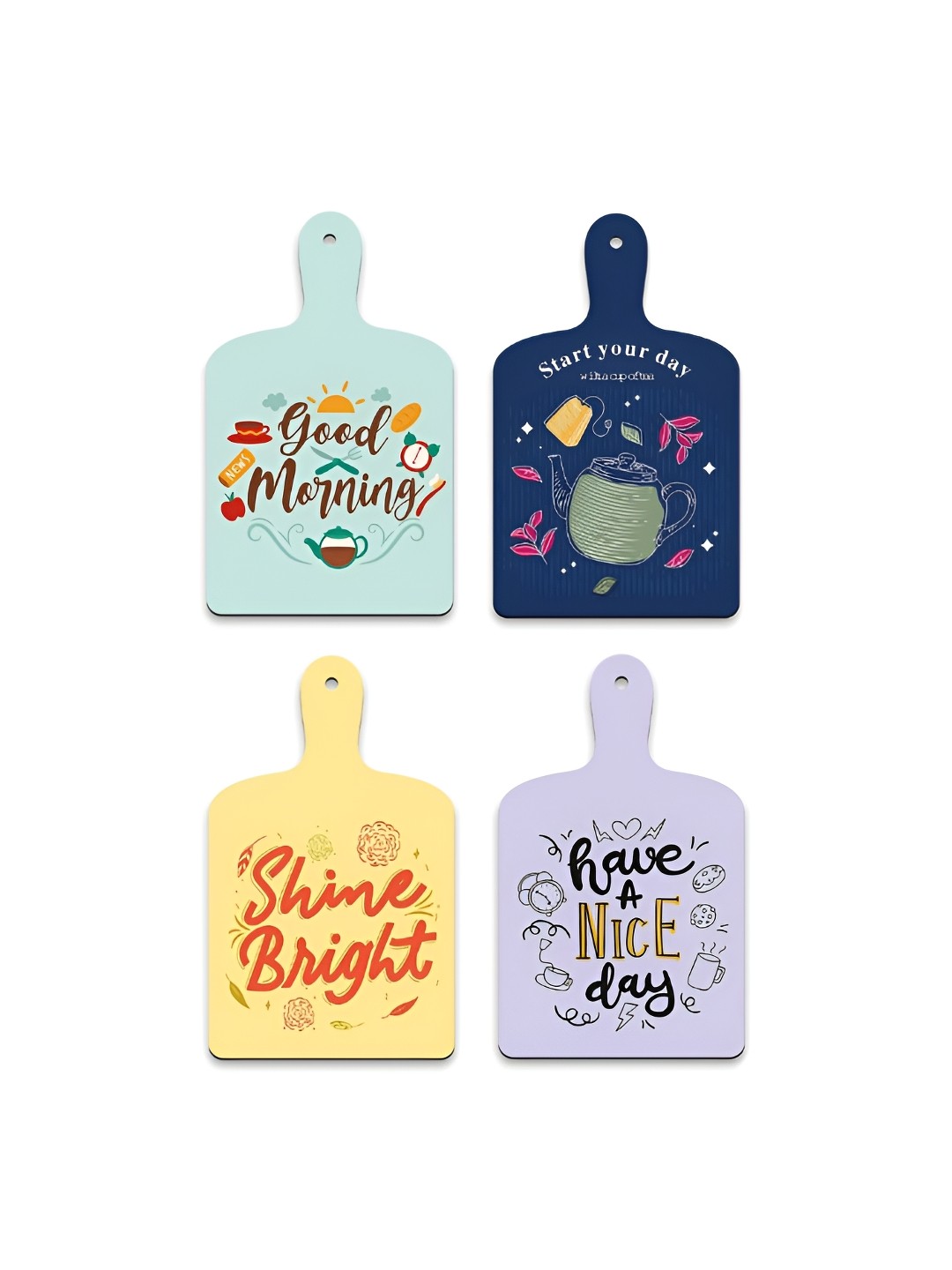 

CLAWCRAFTS Green & Navy Blue Typography Wooden Wall Hangings