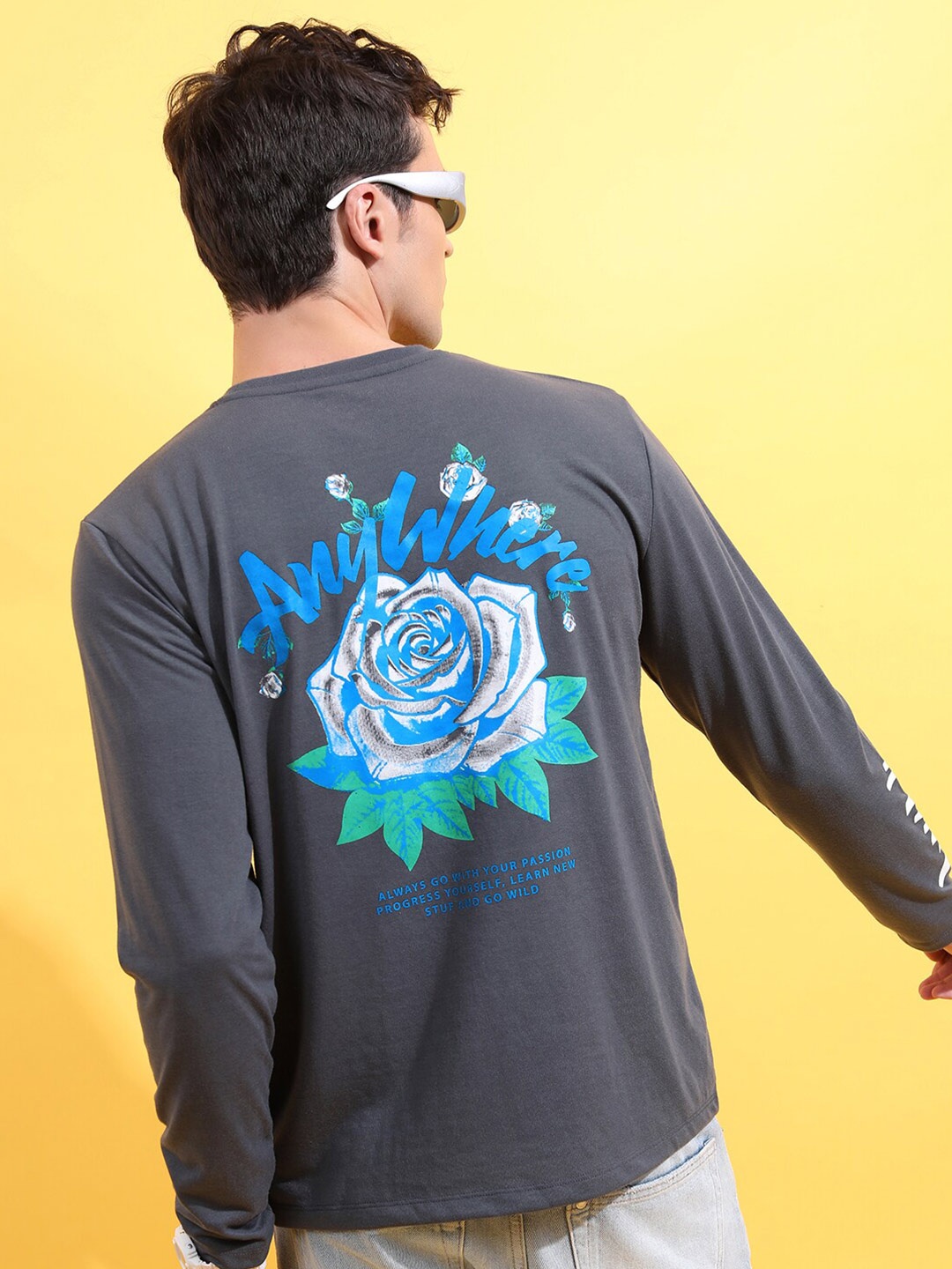 

KETCH Graphic Printed Long Sleeves Relaxed Fit T-shirt, Charcoal