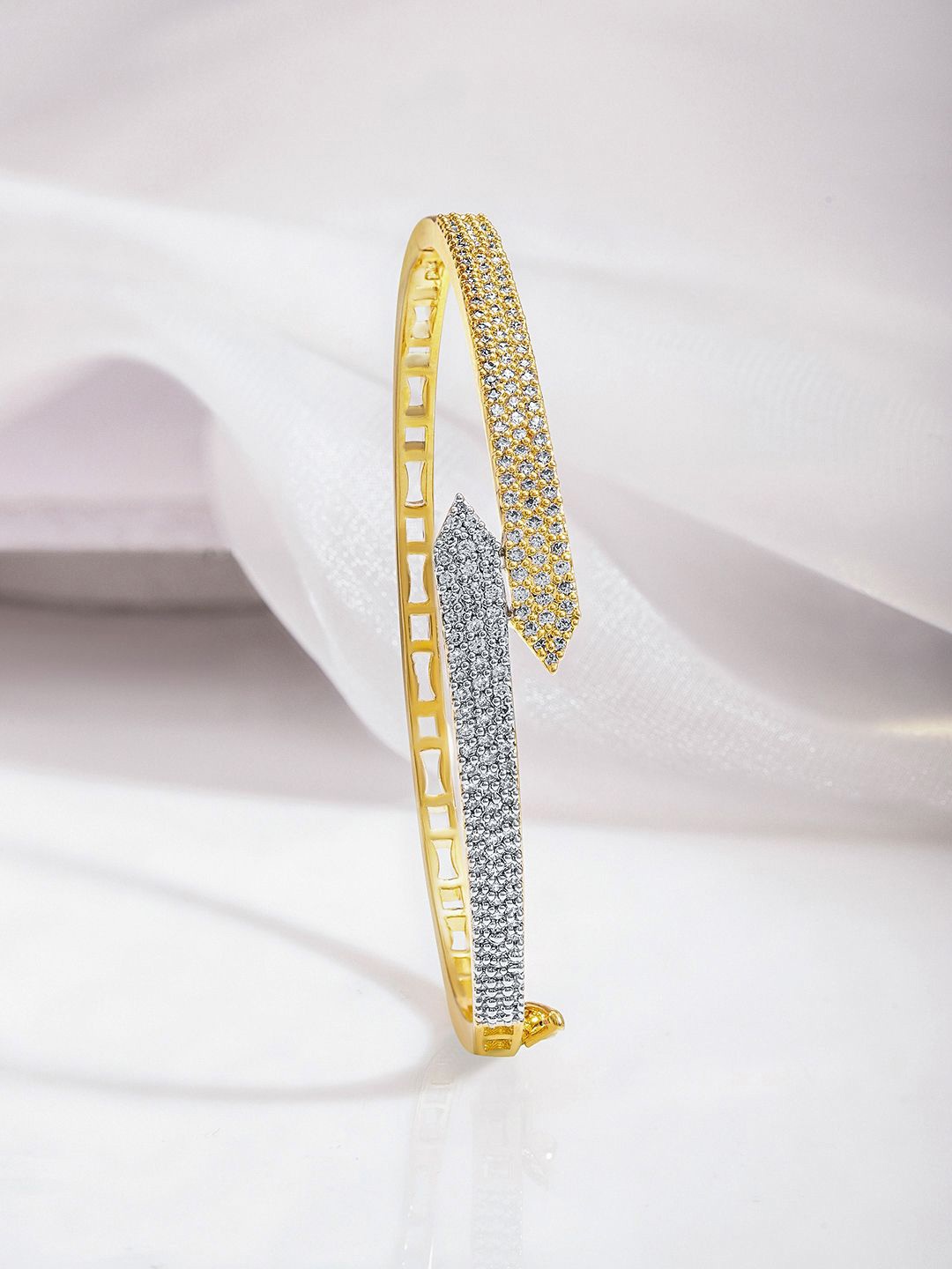 

Rubans 22K Gold Plated Cubic Zirconia Bangle-Style Bracelet