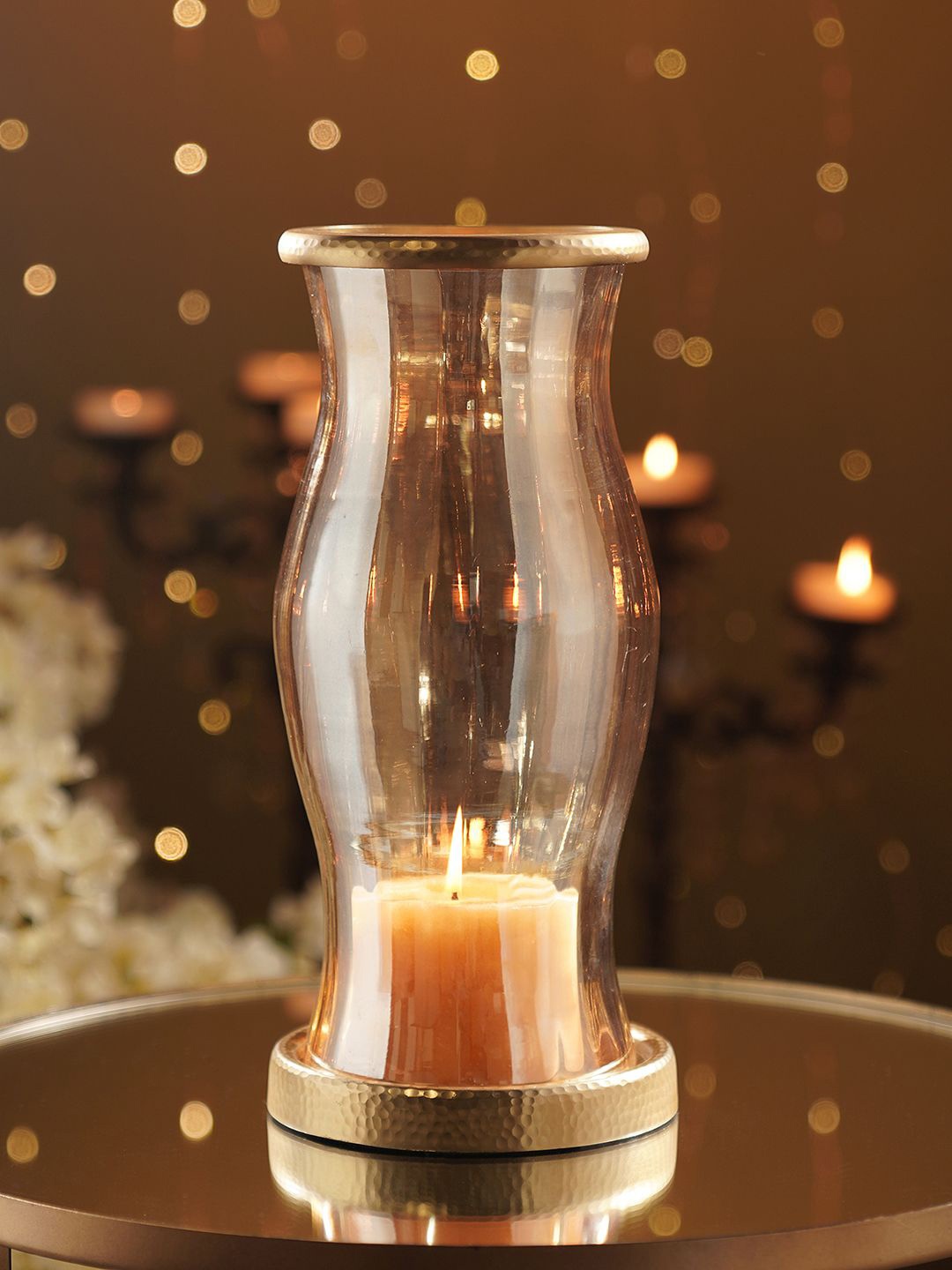 

Pure Home and Living Gold-Toned & Transparent Candle Holder