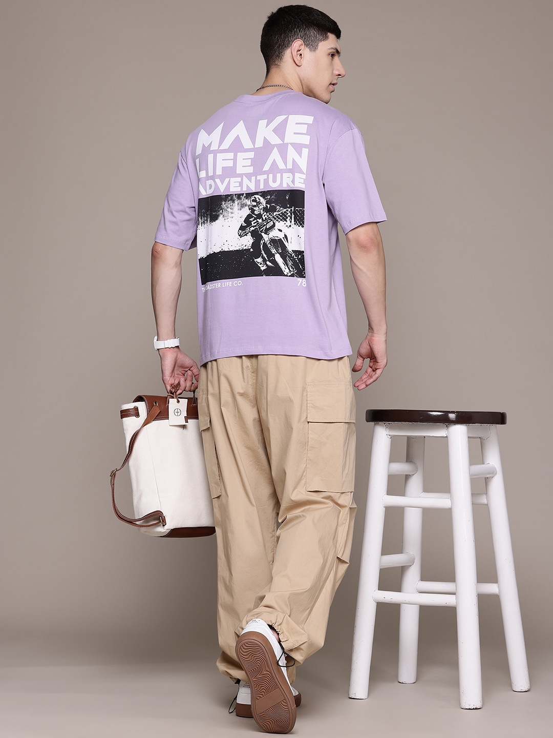 

The Roadster Lifestyle Co. Printed Pure Cotton T-shirt, Lavender