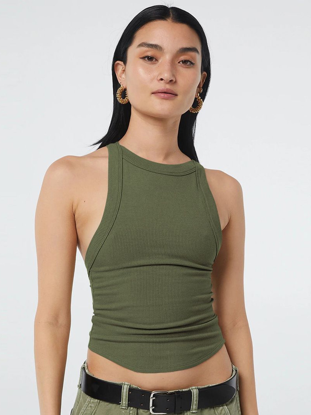 

HERE&NOW Styled Back Crop Top, Green