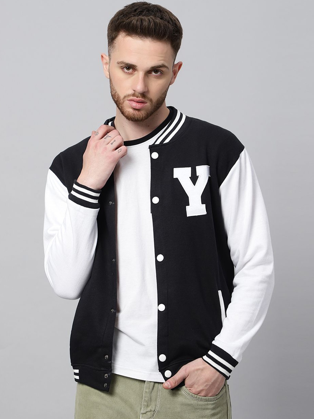 

Be Savage Men Windcheater Outdoor Sporty Jacket with Patchwork, Black