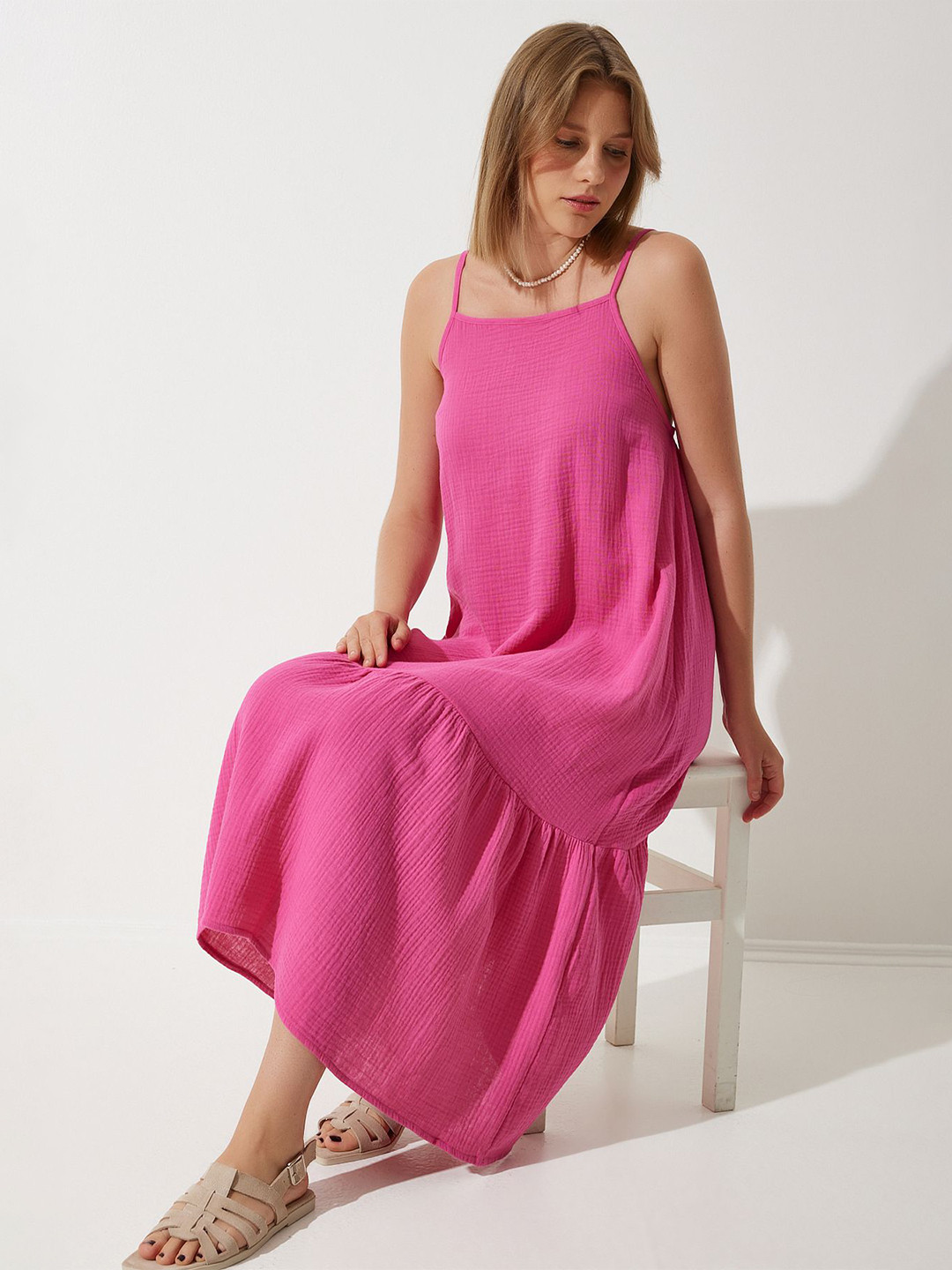 

Happiness istanbul A-Line Sleeveless Midi Dress, Na