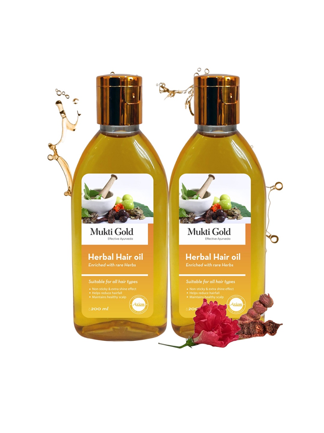 

Axiom Set Of 2 Mukti Gold Herbal Hair Oil With Rare Herbs- 100 ml Each
