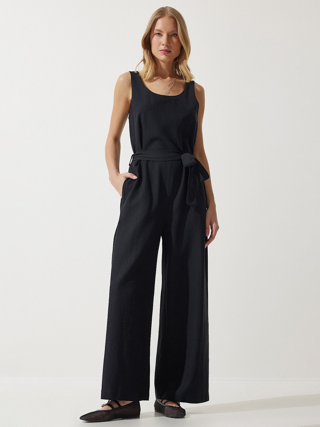 

Happiness istanbul Cotton Basic Jumpsuit, Black