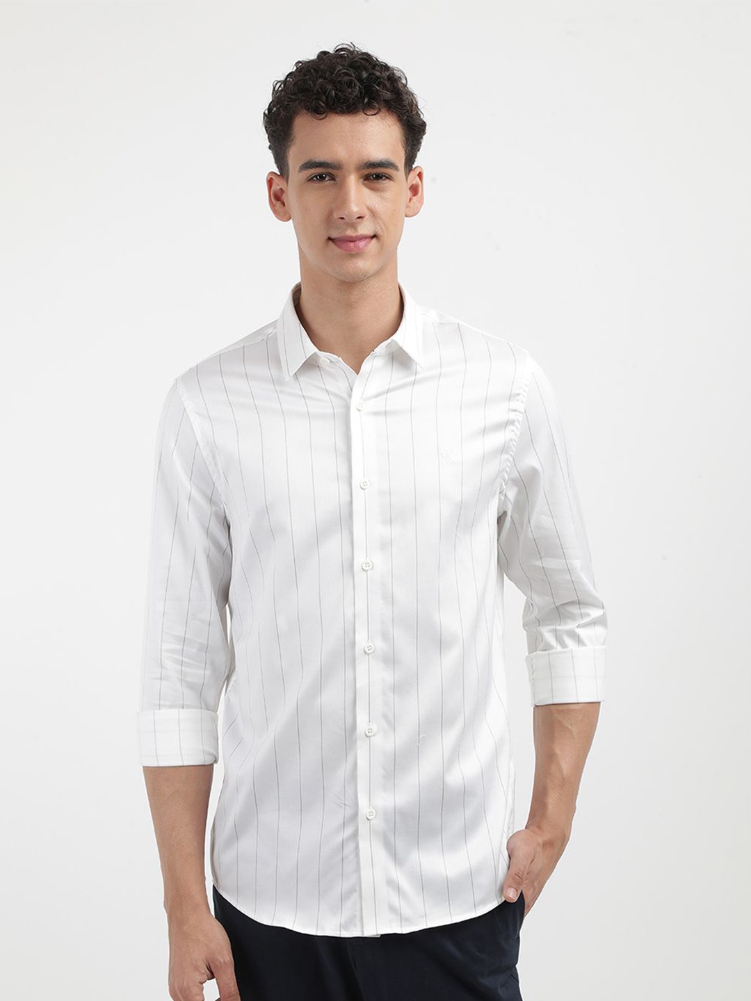 

Calvin Klein Jeans Men Opaque Striped Casual Shirt, White