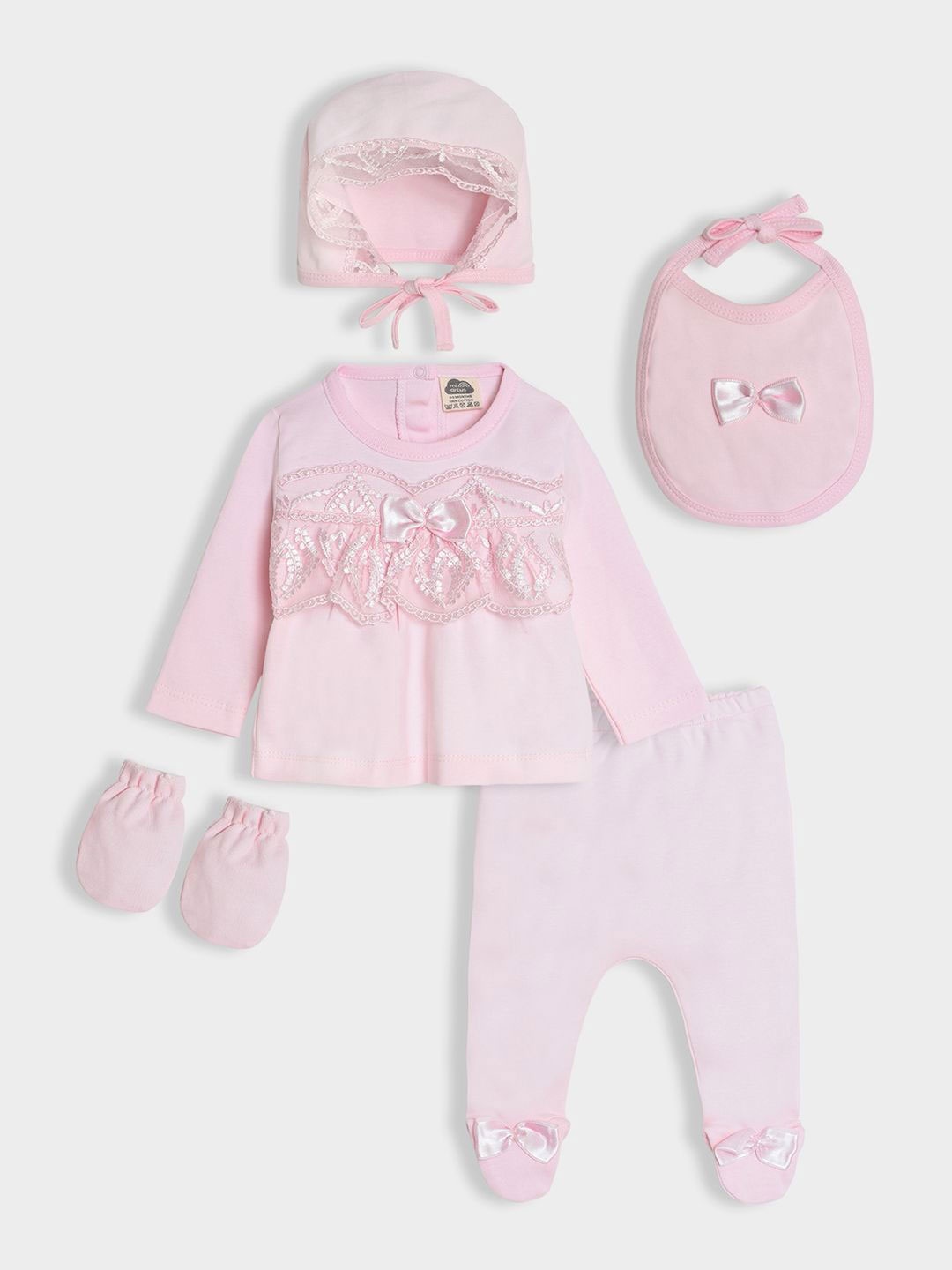 

MiArcus Infant Girls Pack of 5 Pure Cotton Baby Apparel Gift Set, Pink