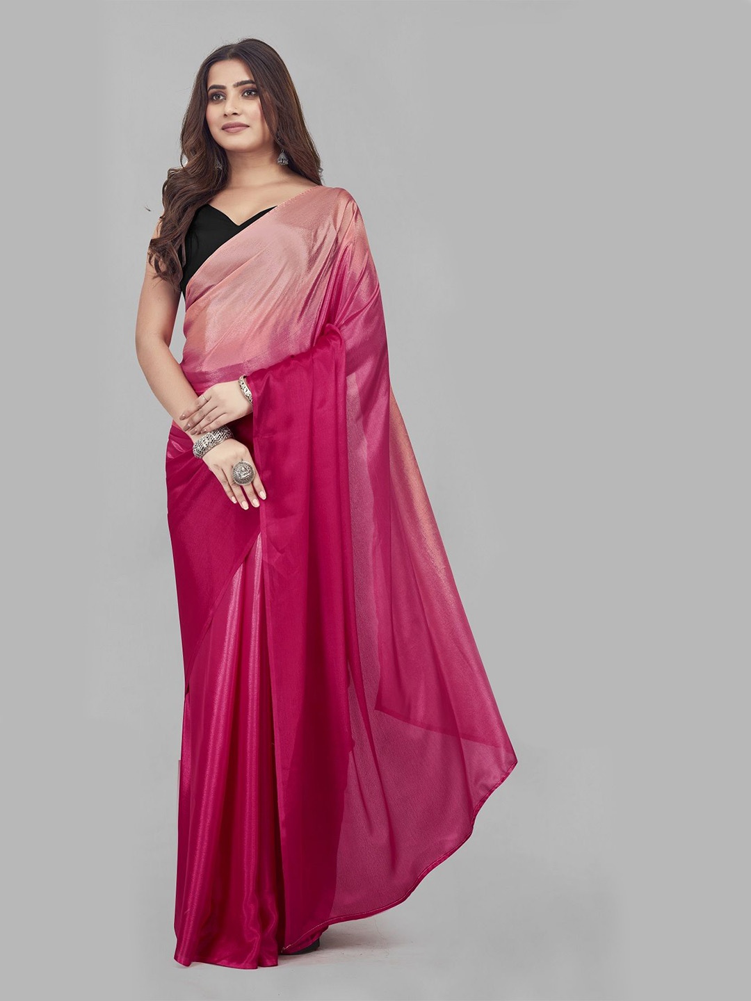 

Aika Ombre Pure Chiffon Saree, Pink