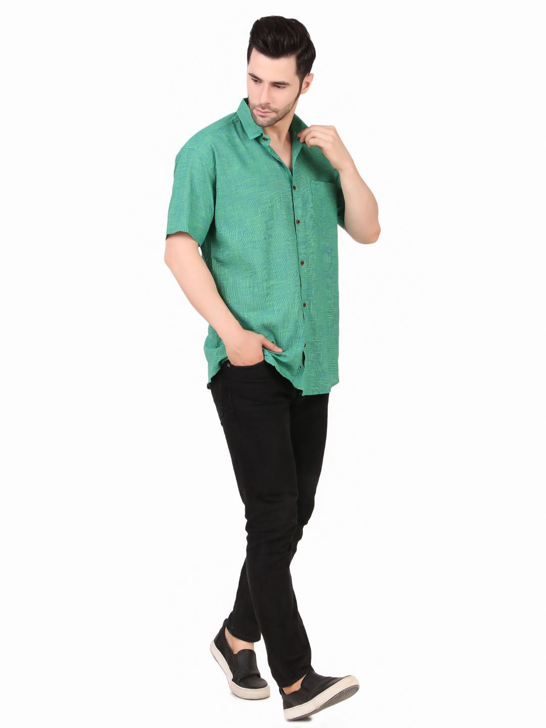 

MOSHI Men Comfort Opaque Casual Shirt, Green