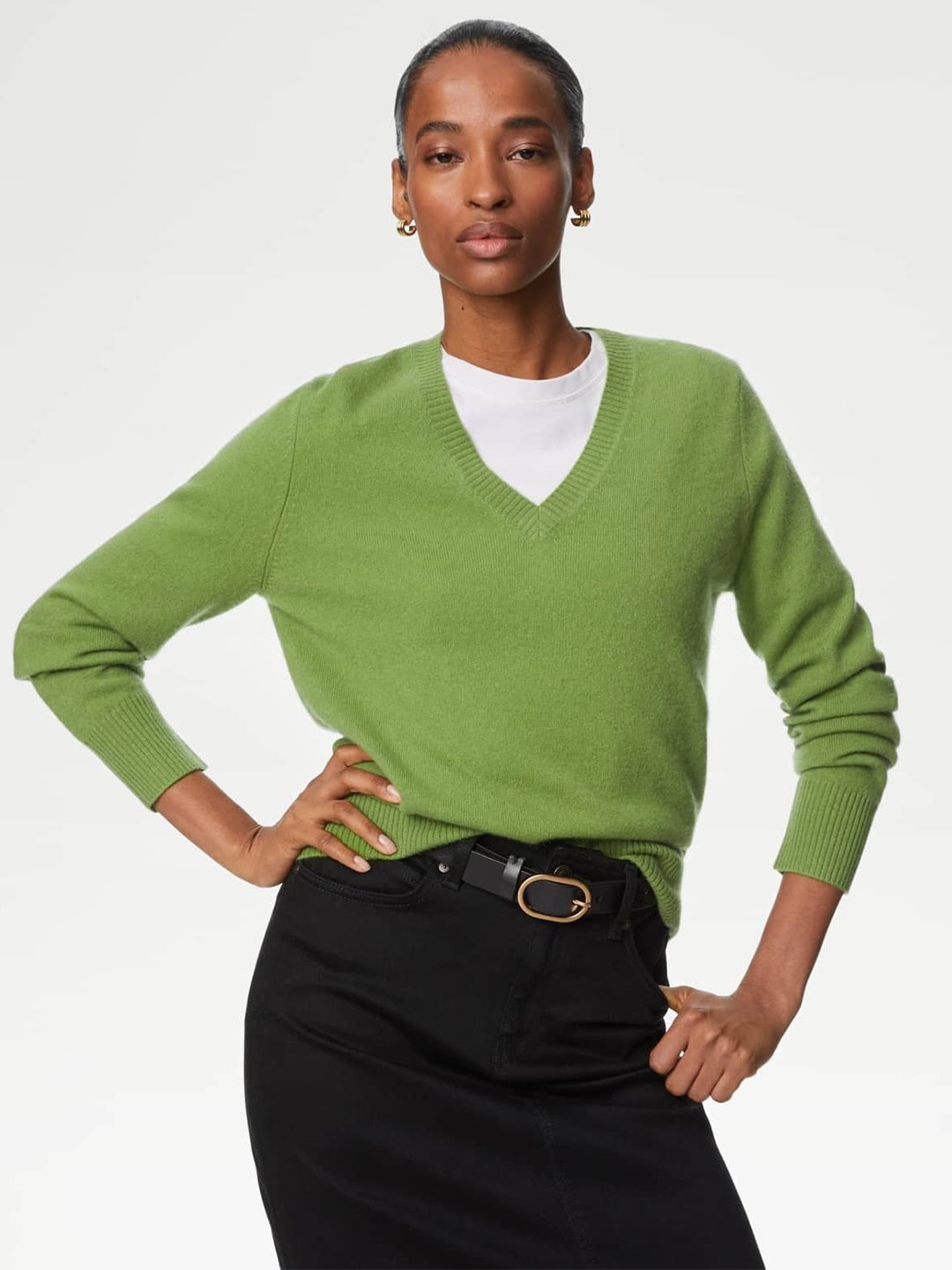 

Marks & Spencer Women Cashmere Pullover, Green