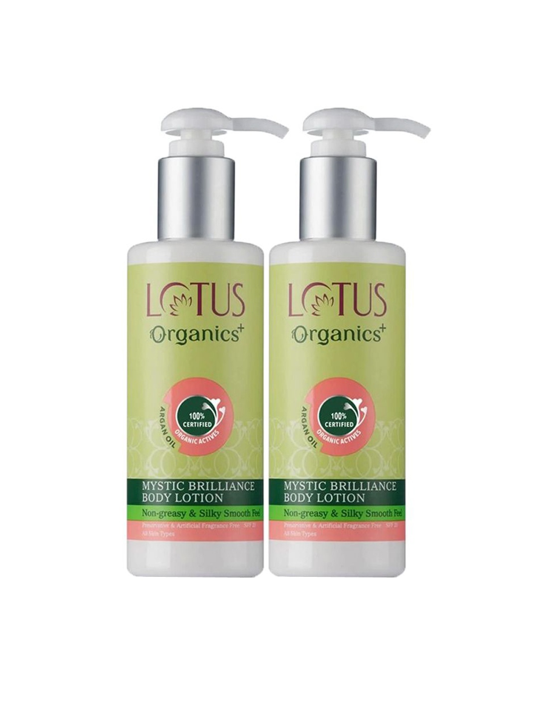 

Lotus Organics+ Set Of 2 Mystic Brilliance Body Lotion-200ml Each, Green