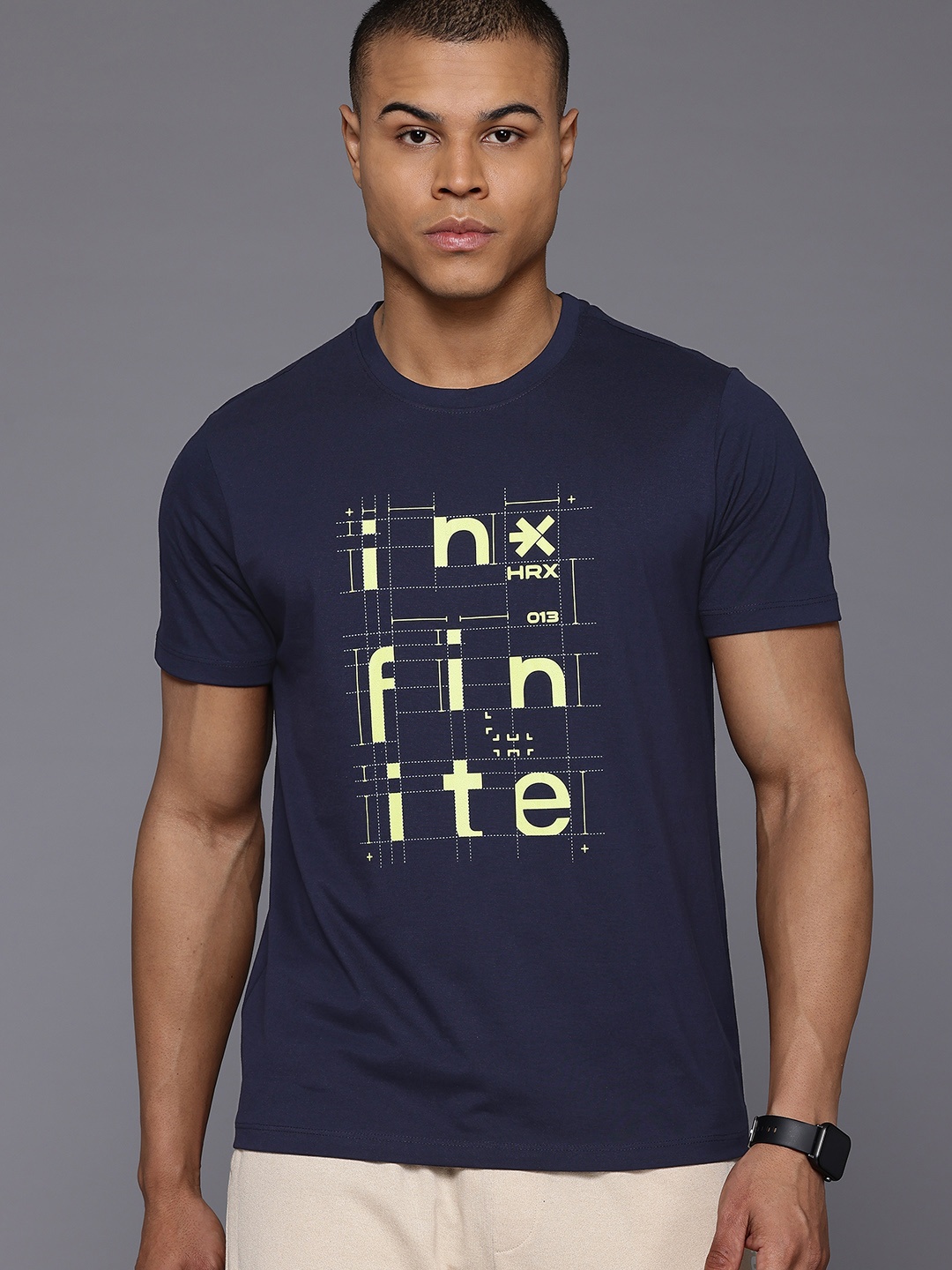 

HRX by Hrithik Roshan Typography Printed Lifestyle T-shirt, Navy blue