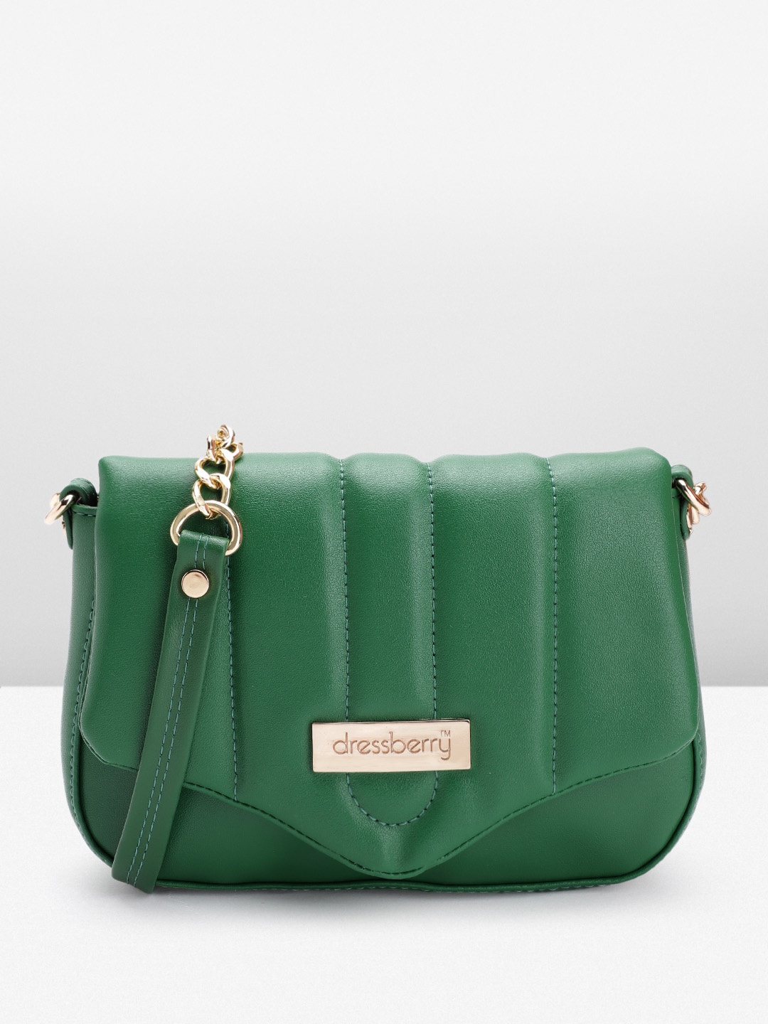 

DressBerry Quilted Structured Sling Bag, Green