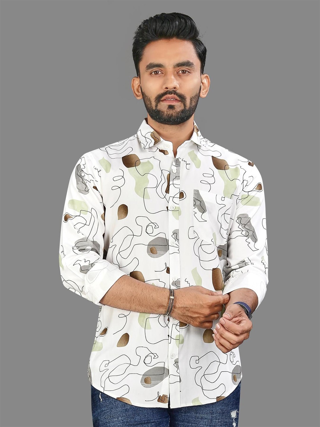 

ADWYN PETER Men Classic Opaque Printed Casual Shirt, Multi
