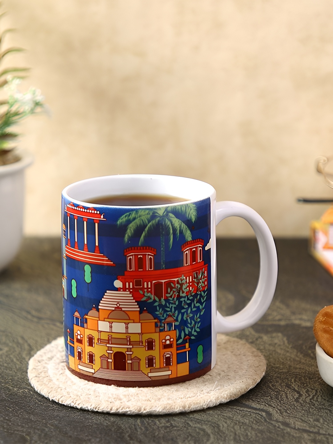 

PENTADECO Blue & Red Printed Ceramic Glossy Coffee & Tea Mug