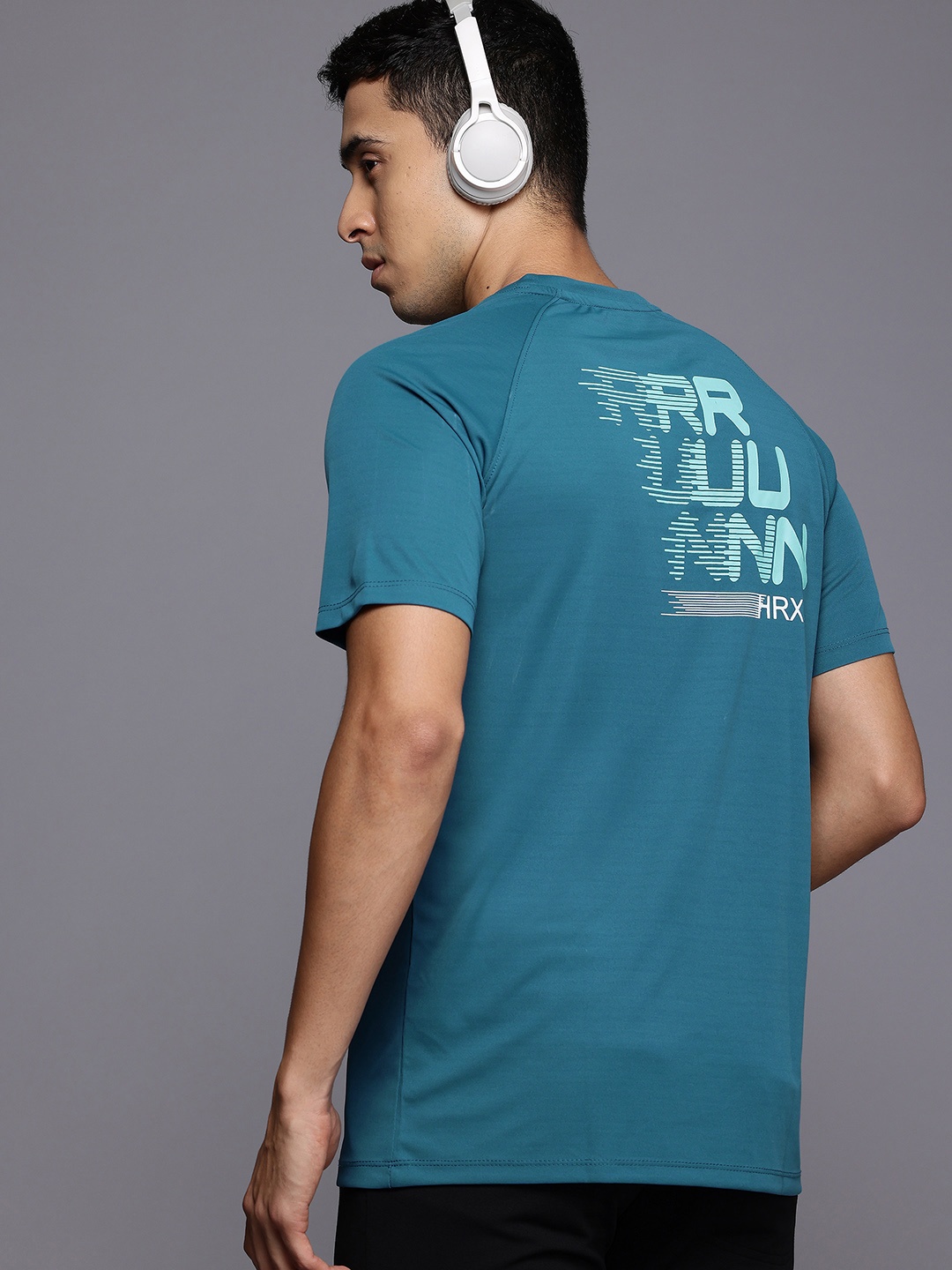 

HRX by Hrithik Roshan Printed Rapid-Dry Running T-shirt, Teal