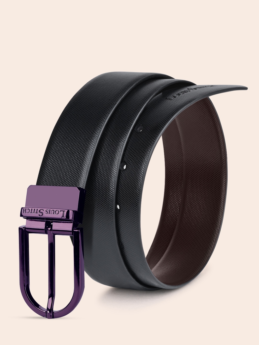 

LOUIS STITCH Men Leather Belt, Black
