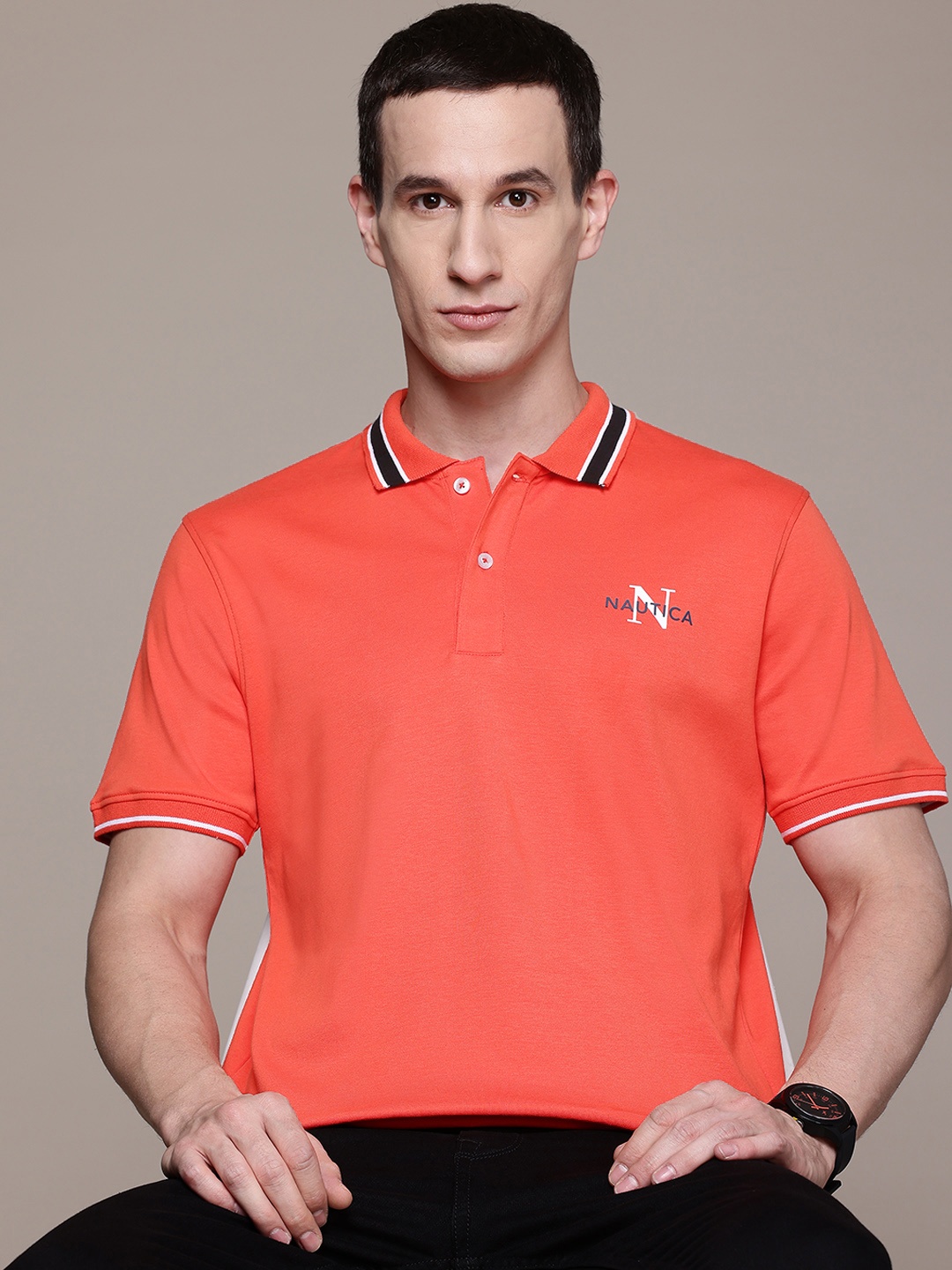 

Nautica Pure Cotton Polo Collar T-shirt, Coral