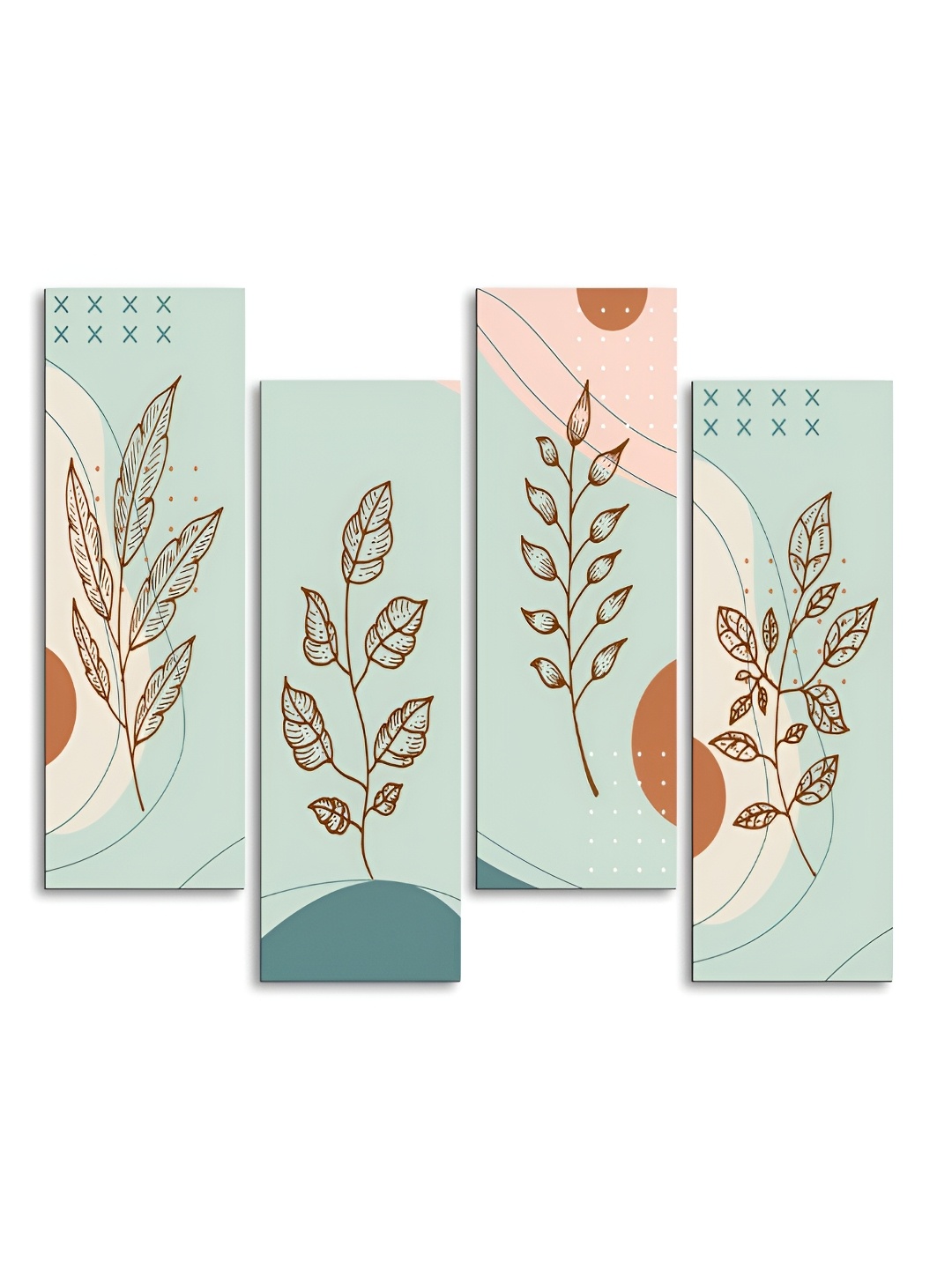 

CLAWCRAFTS Teal Green & Pink 4 Pieces Printed Wood Wall Art