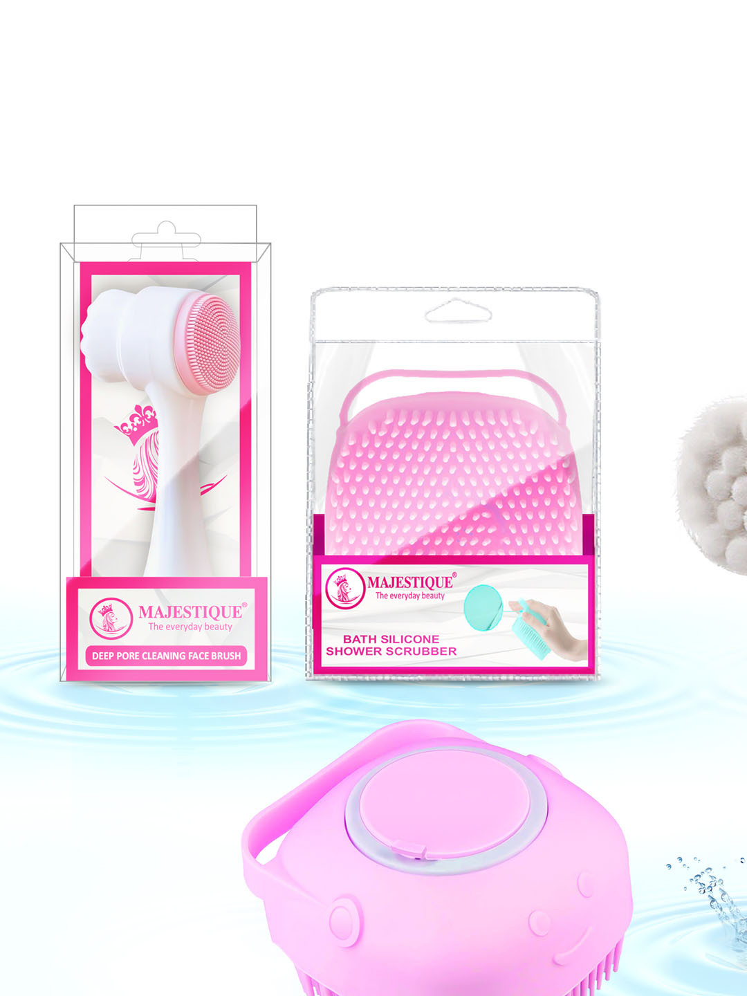 

MAJESTIQUE Set of Face Exfoliator Brush & Gentle Silicone Brush - Assorted Colors