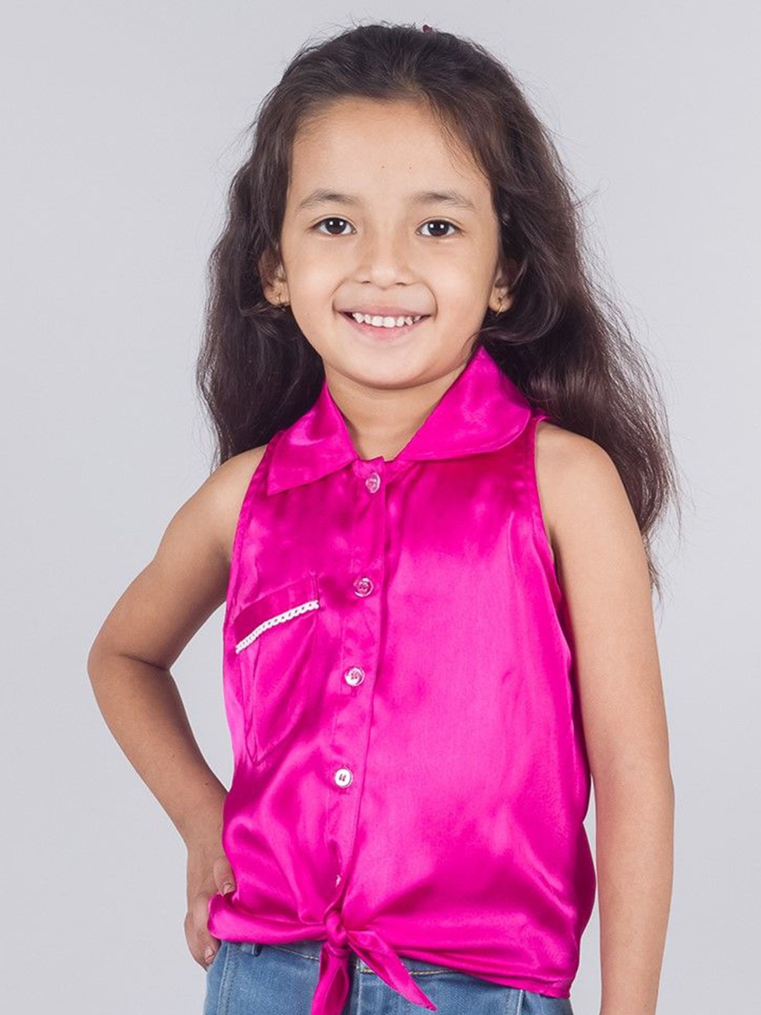 

Tangerine Closet Satin Shirt Style Top, Magenta