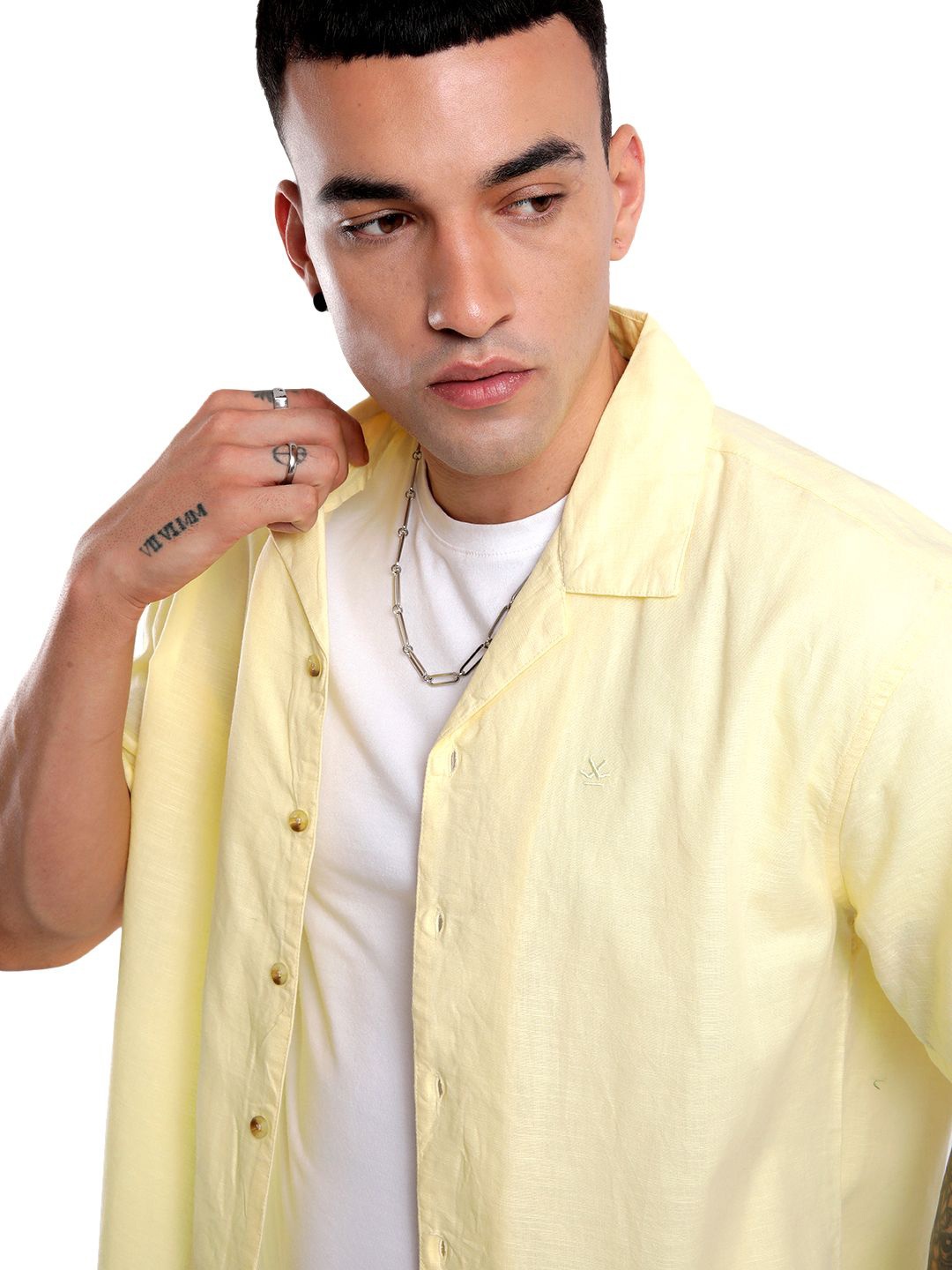 

WROGN Men Custom Opaque Printed Casual Shirt, Yellow