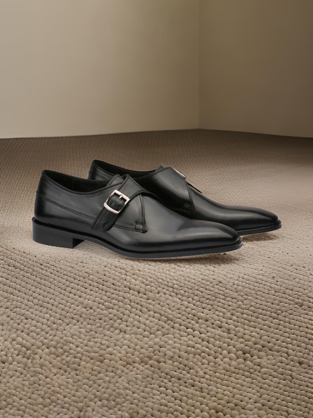 

Harrykson London Men Textured Formal Monk Shoes, Black