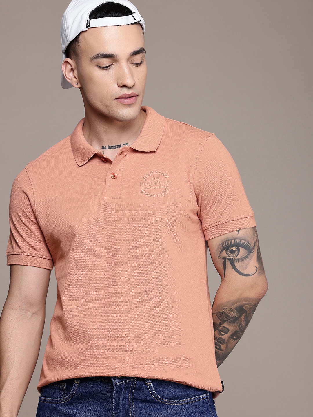 

Roadster The Life Co. Polo Collar Pure Cotton T-shirt, Orange