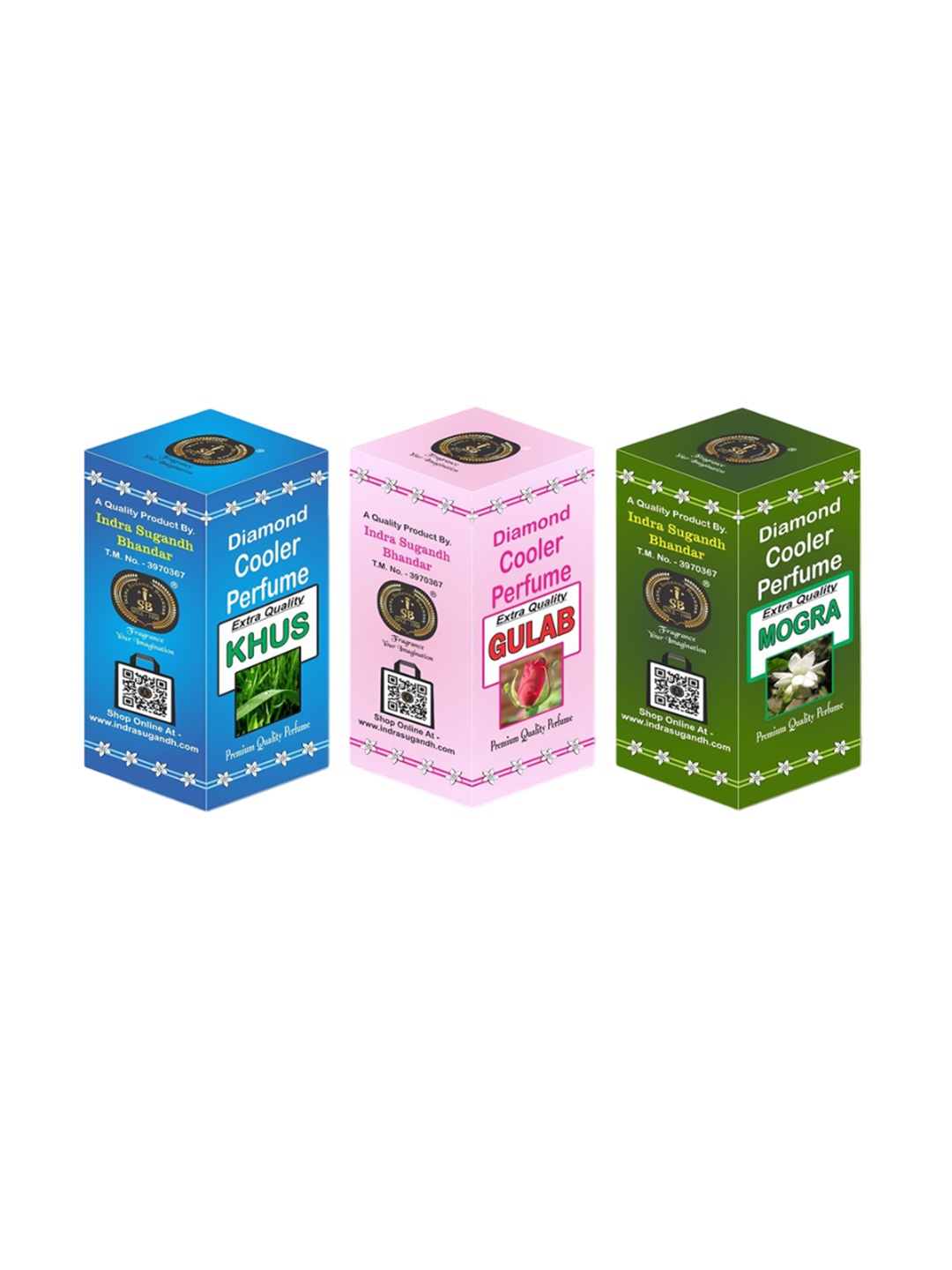 

INDRA SUGANDH BHANDAR 3 Pcs Khus Gulab Mogra Cooler Perfumes 20 ml Each, Transparent