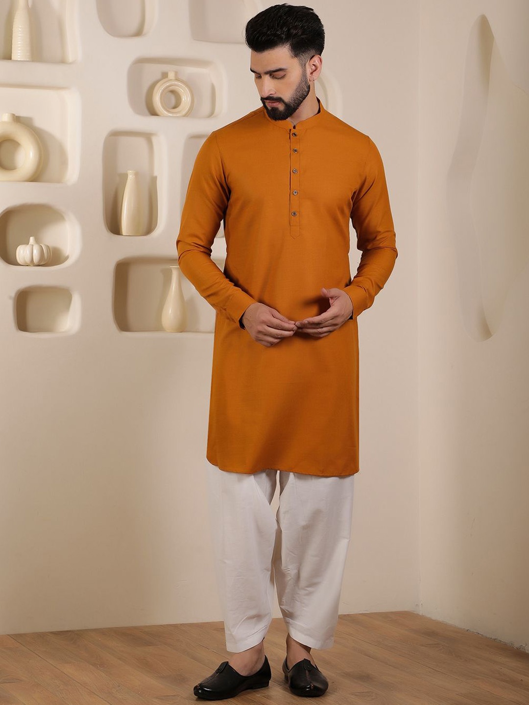 

Anouk Men Regular Kurta with Salwar, Mustard