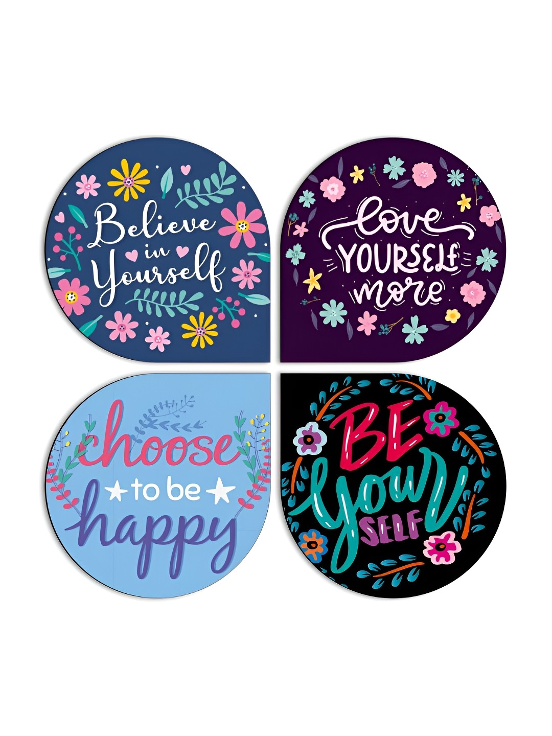 

CLAWCRAFTS Blue & Black 4 Pieces Quotes Printed Wooden Wall Art