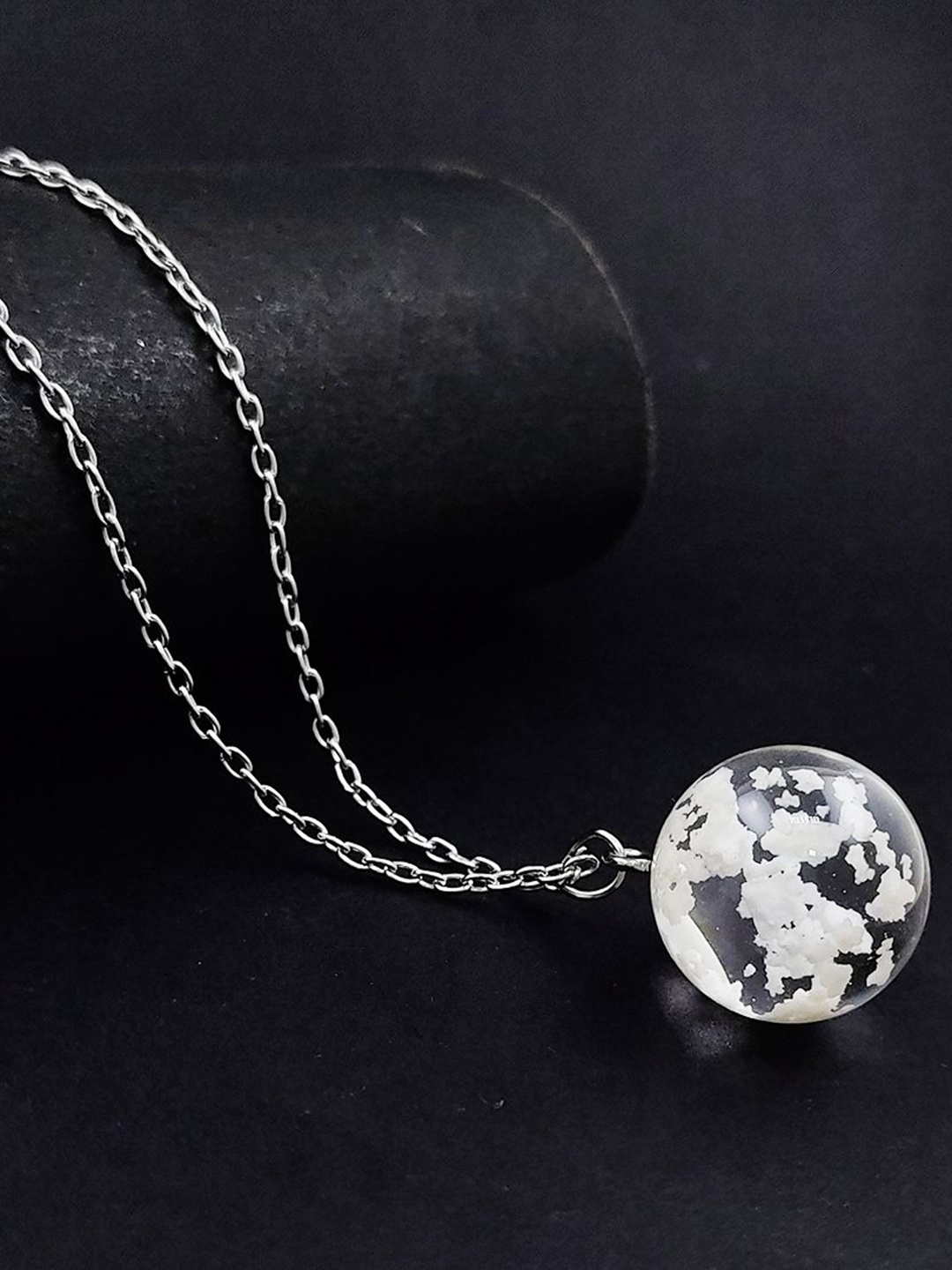 

Saizen Stainless Steel Silver-Plated Stone Studded Circular Pendant With Chain