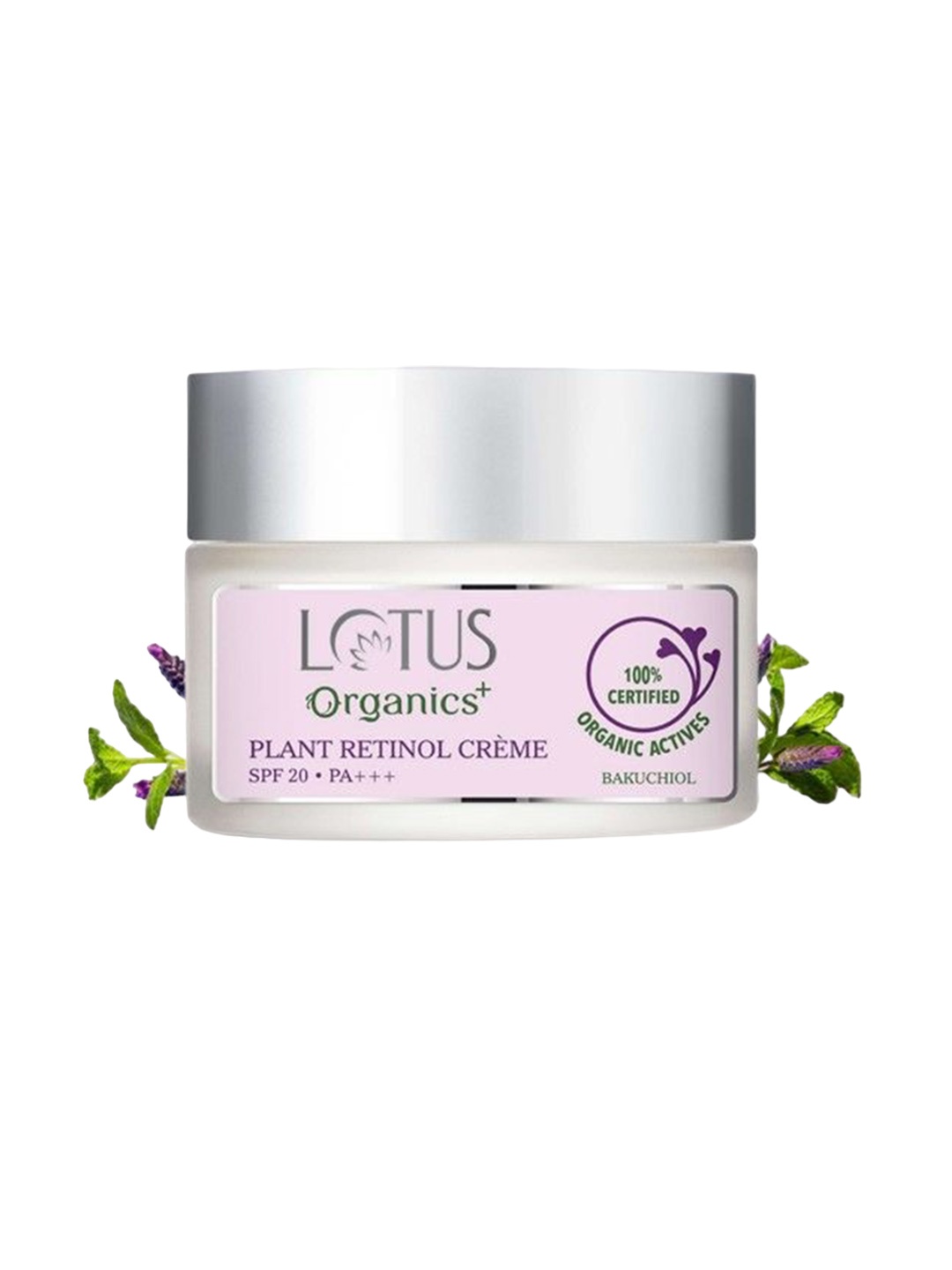 

Lotus Organics+ Bakuchiol Plant Retinol SPF20 PA+++ Face Cream- 50 g, Purple