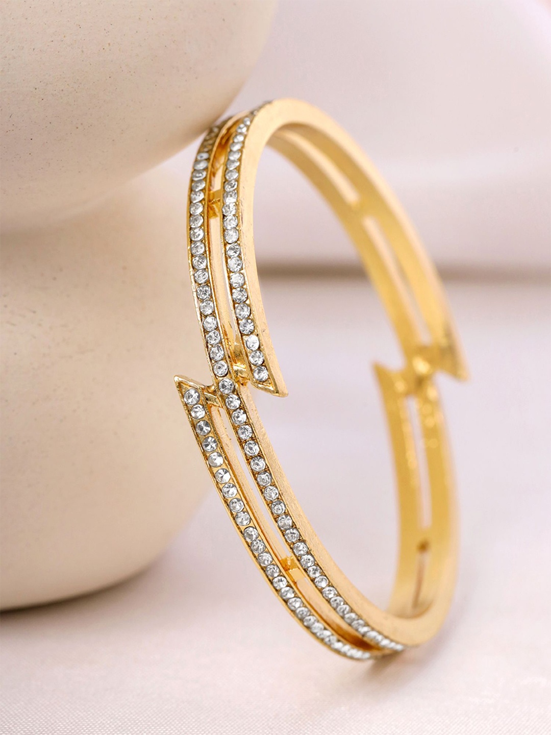 

Yellow Chimes Gold-Plated Crystal-Studded Bangle