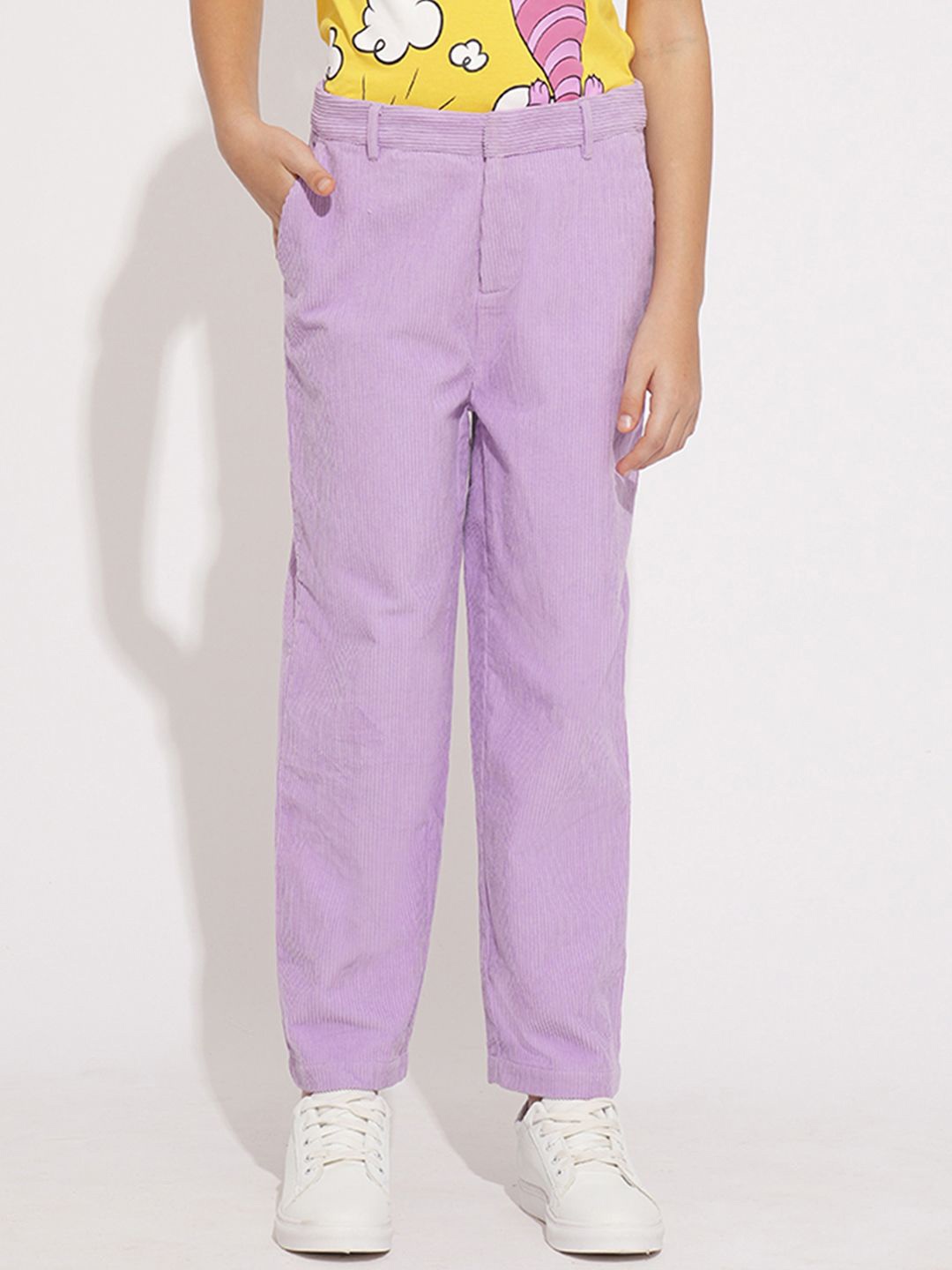 

Vero Moda Girls Solid Straight Fit High-Rise Trousers, Purple