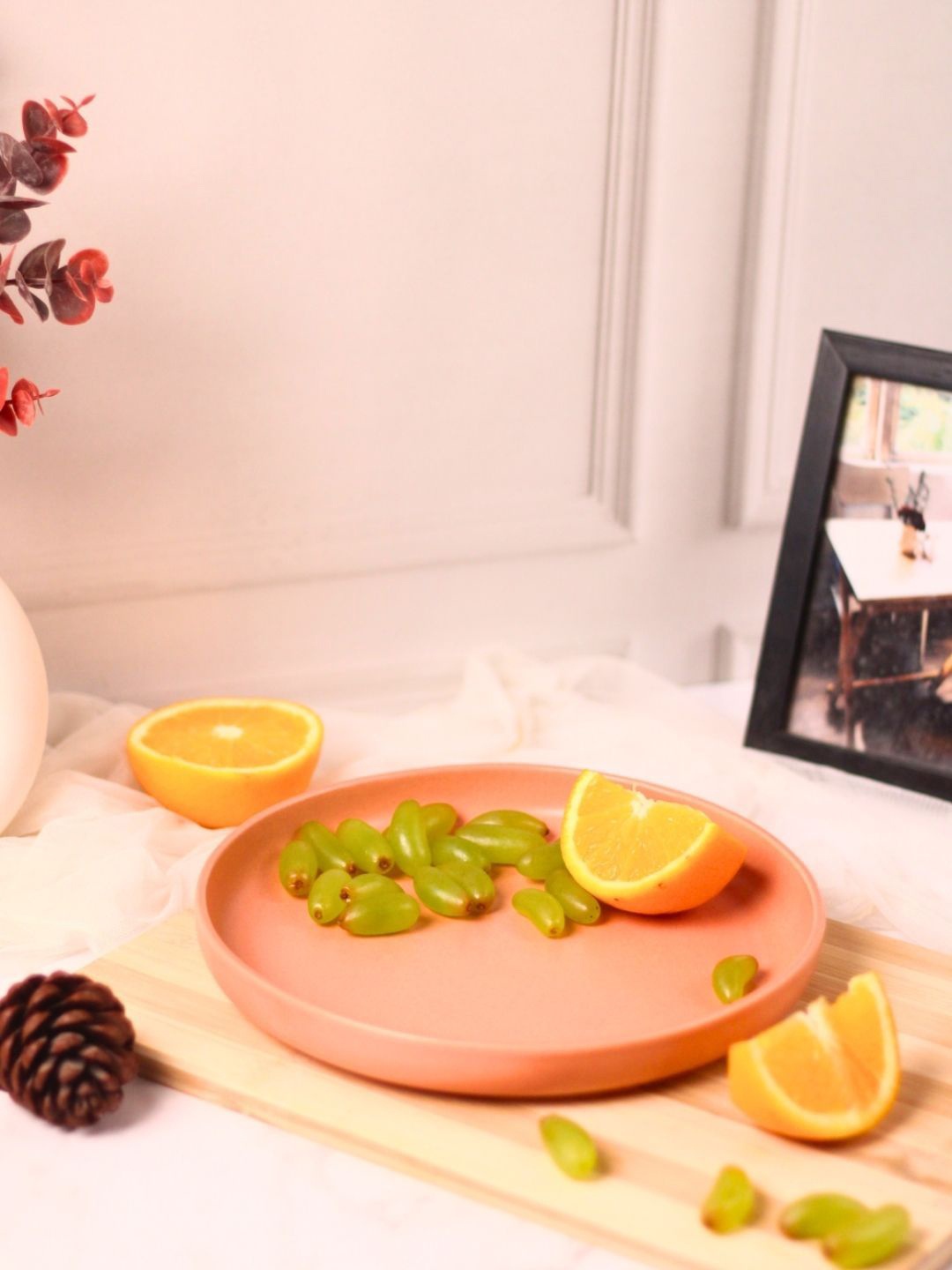 

WEAVING HOMES Peach-colored Ceramic Food Platter