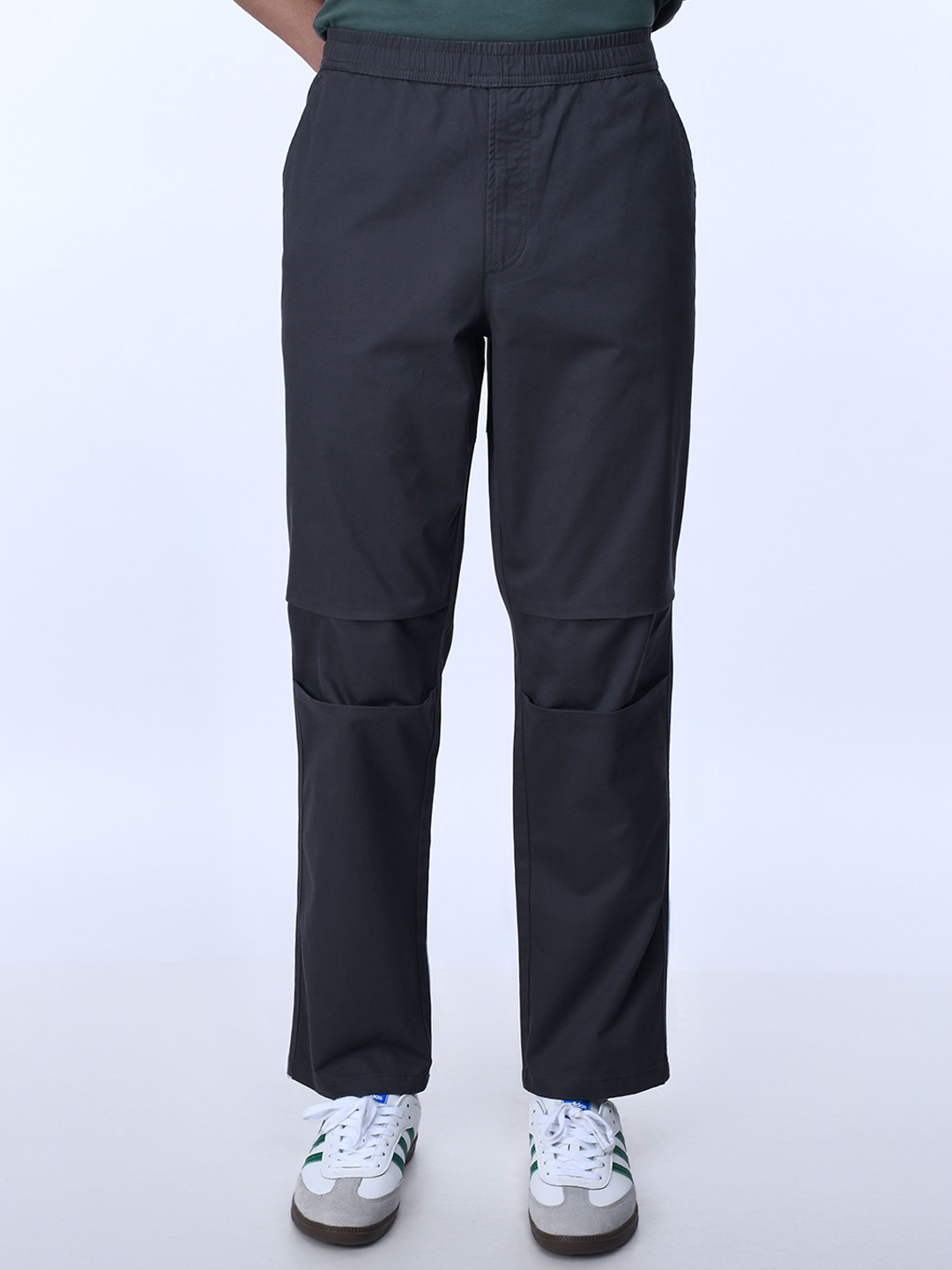 

Tailoraedge Men Relaxed full elasticated Trousers, Grey