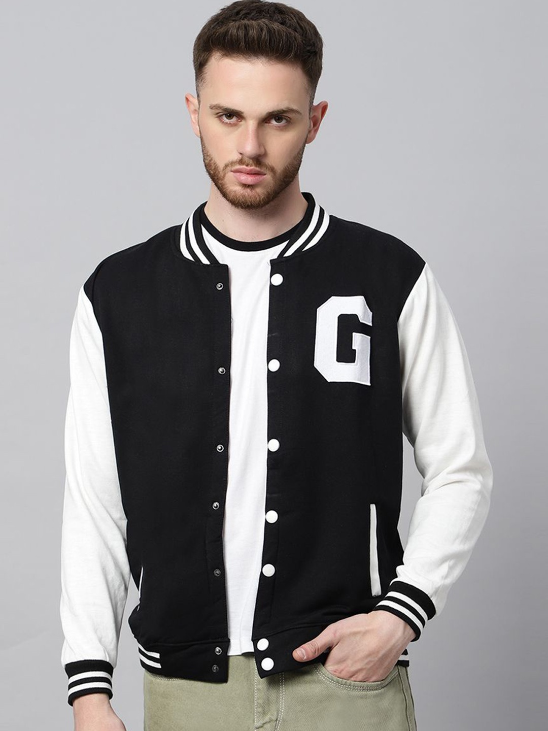 

Be Savage Men Windcheater Outdoor Sporty Jacket with Patchwork, Black
