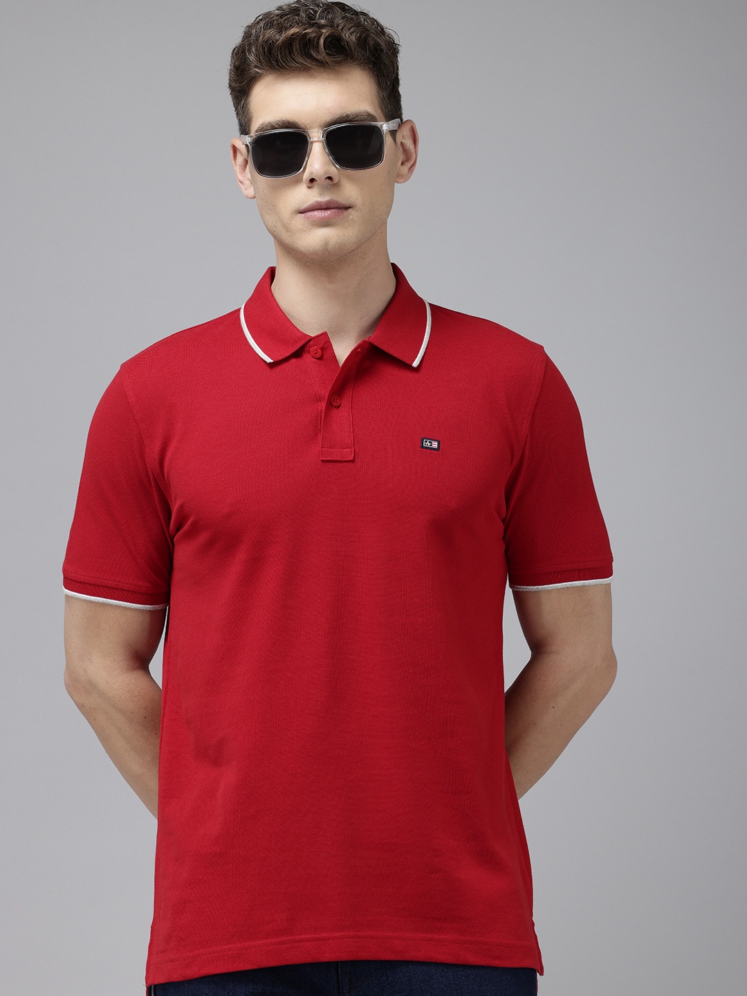 

Arrow Polo Collar Pure Cotton T-shirt, Red