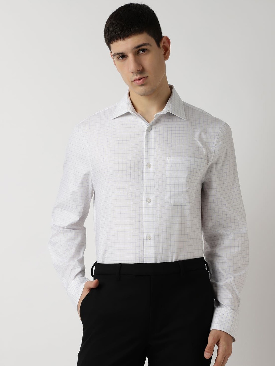 

Marks & Spencer Men Grid Tattersall Checks Opaque Checked Casual Shirt, White
