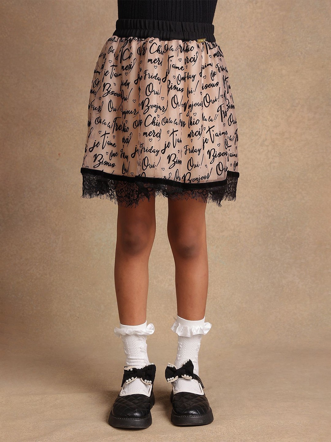 

One Friday Girls Printed A-Line Skirts, Beige