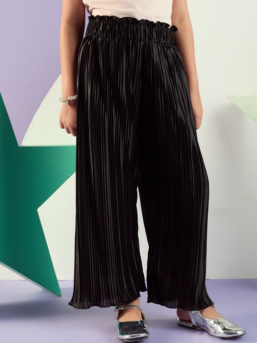 

Peppermint Girls Straight Fit Pleated Trousers, Black