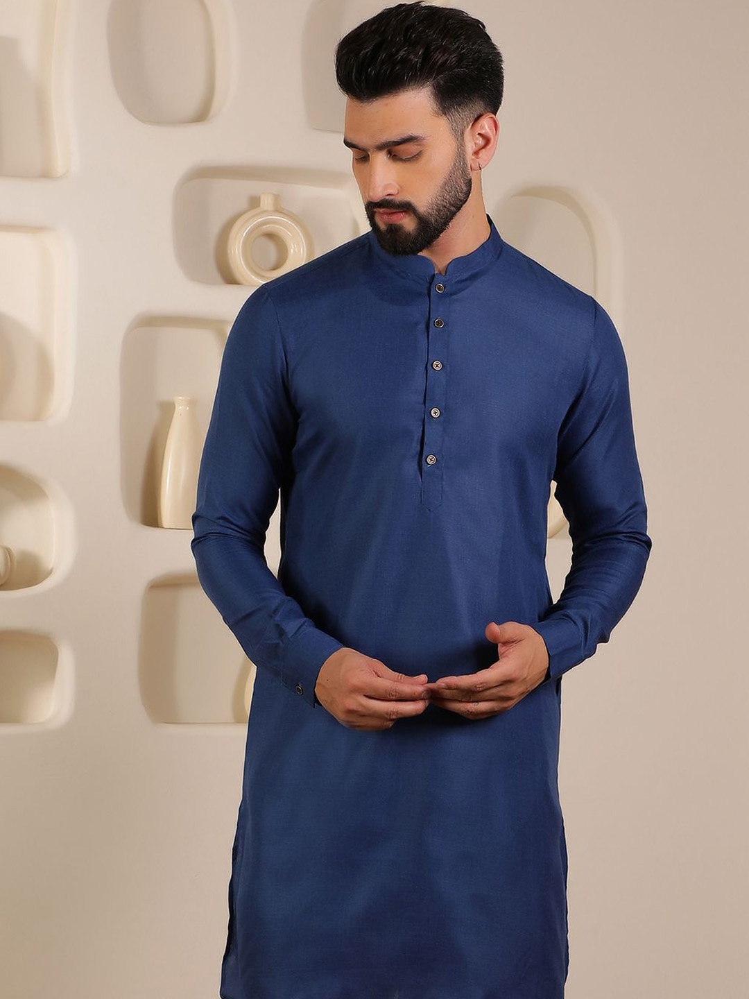 

Anouk Men Kurta, Navy blue