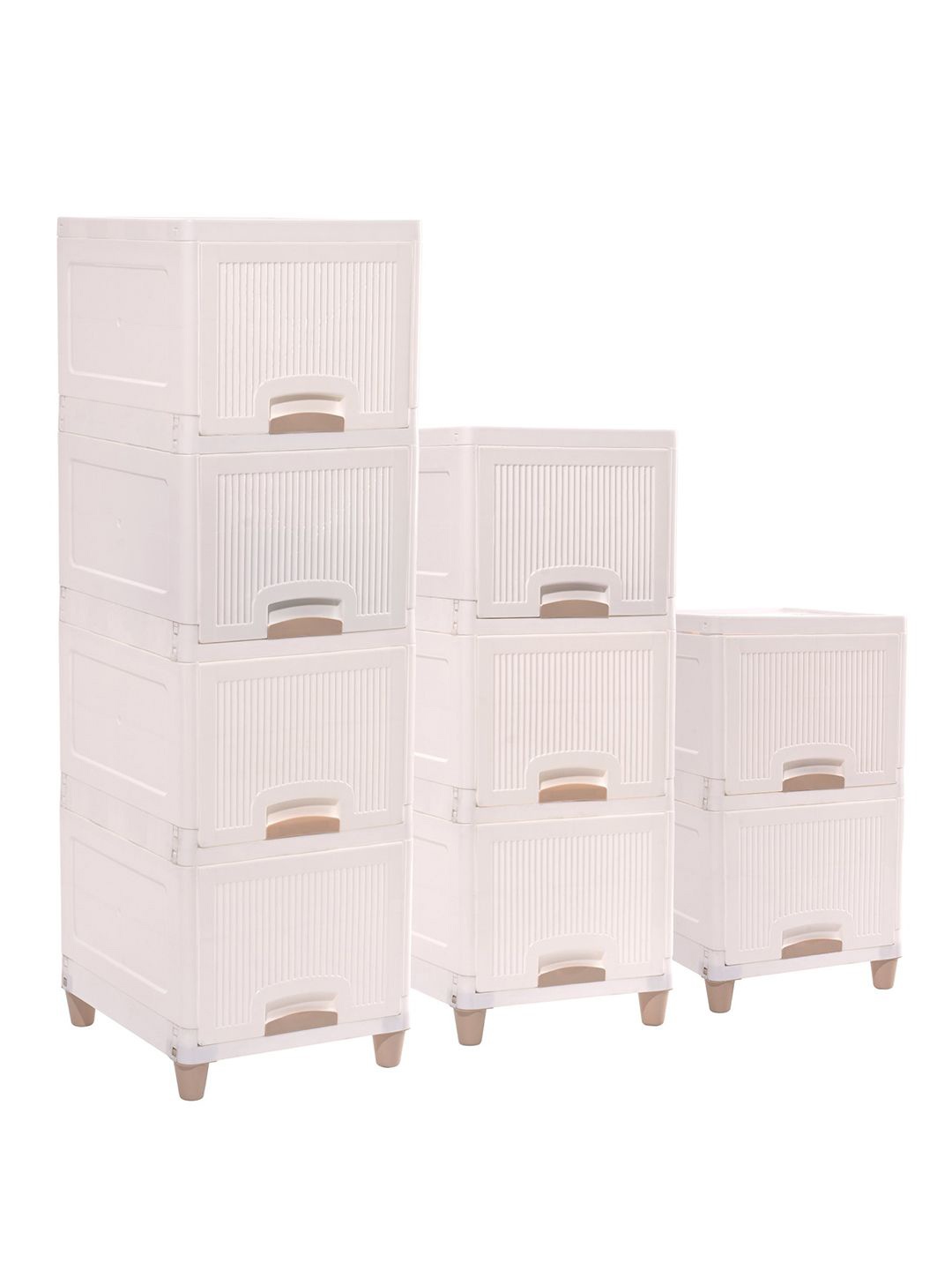 

Kuber Industries White 9 Pieces Multi-Utility Folding Cabinet Storage Organizer