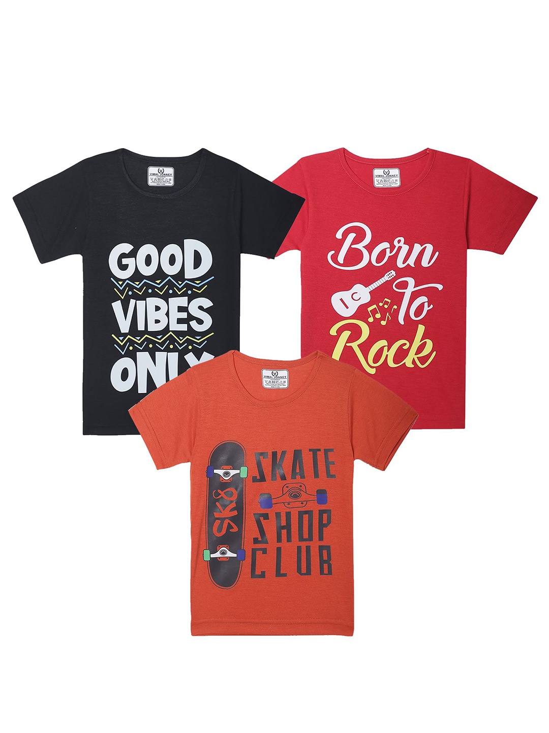 

VIMAL JONNEY Kids Typography 3 Printed Applique T-shirt, Multi