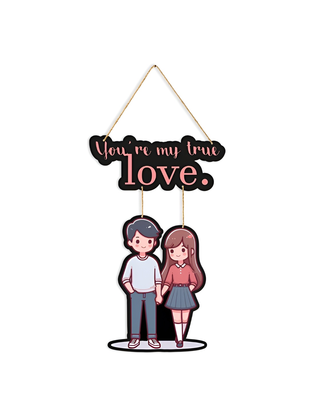 

CLAWCRAFTS Pink & Grey Couple Printed Wooden Wall Art